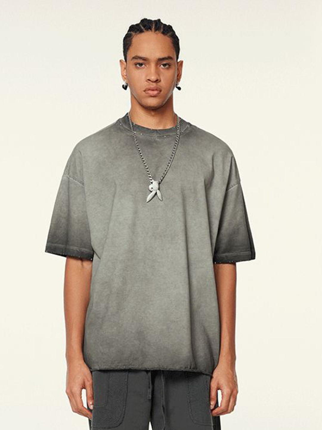 

StyleCast x Revolte Men Raw Edge T-shirt, Grey