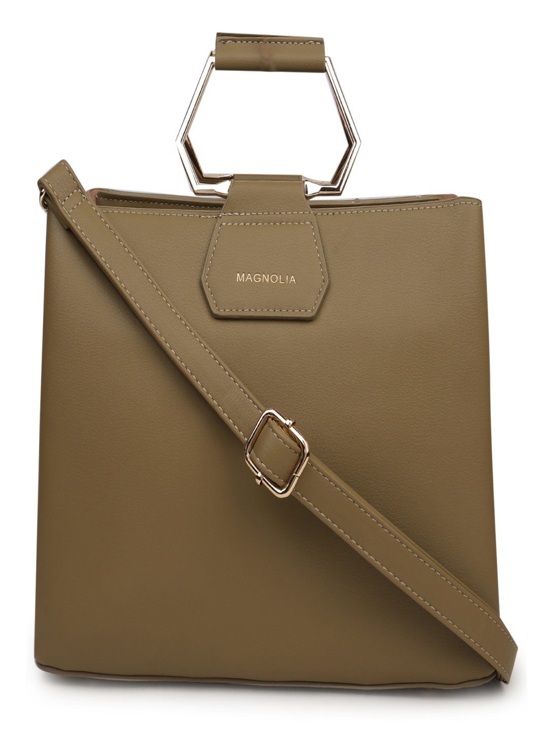 

MAGNOLIA Women Solid Structured Satchel Bag, Brown