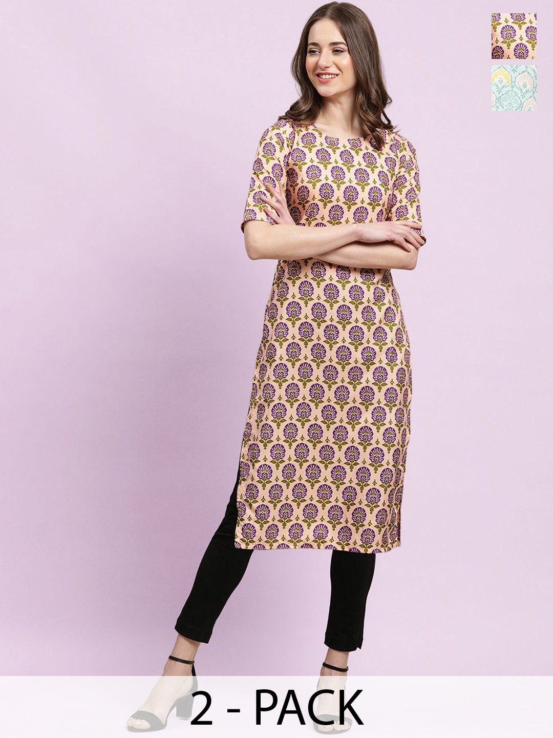 

Moda Rapido Women Ethnic Motifs Printed Floral Crepe Kurta, Multi