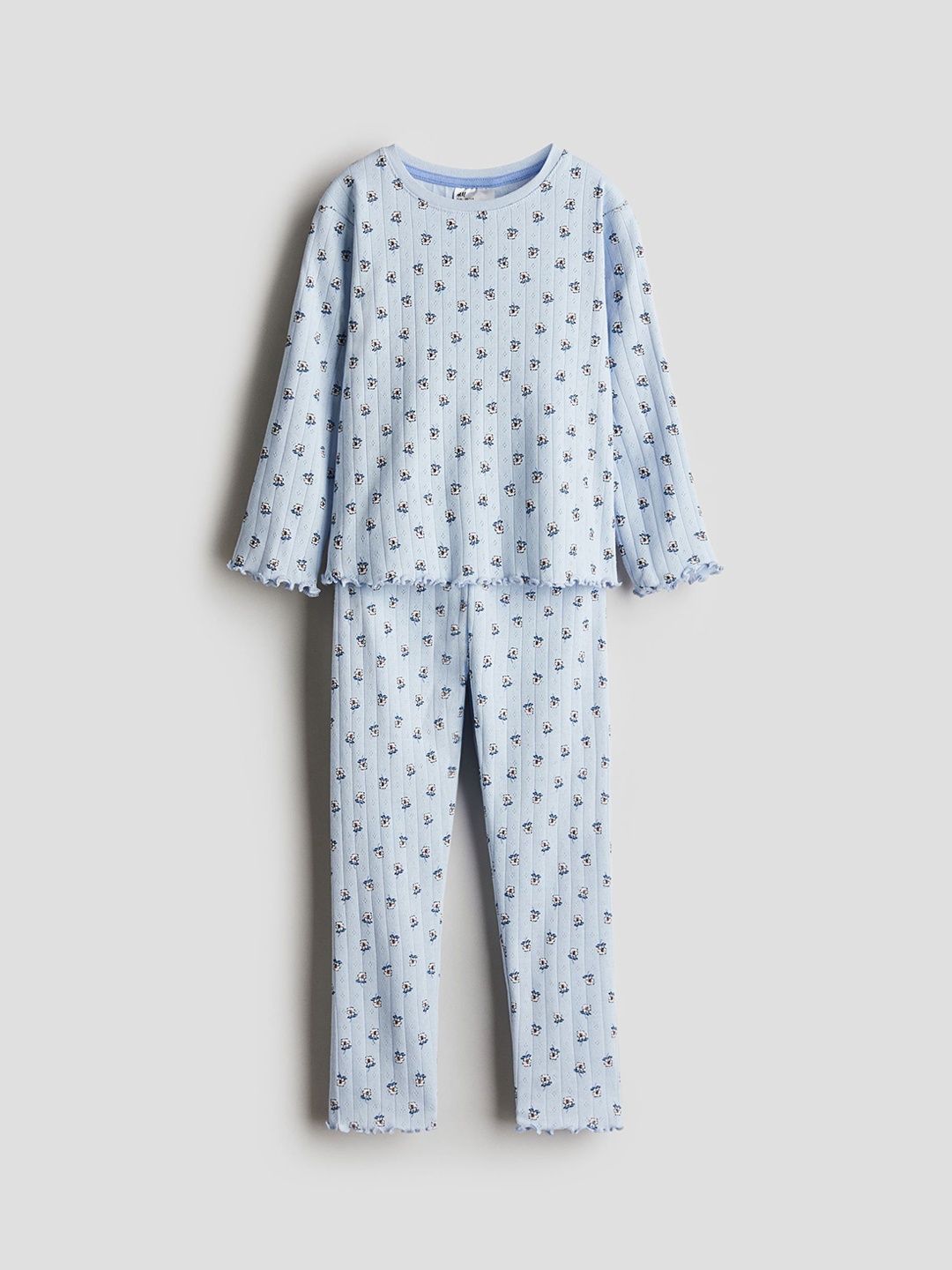 

H&M Ribbed Cotton Pyjamas, Blue