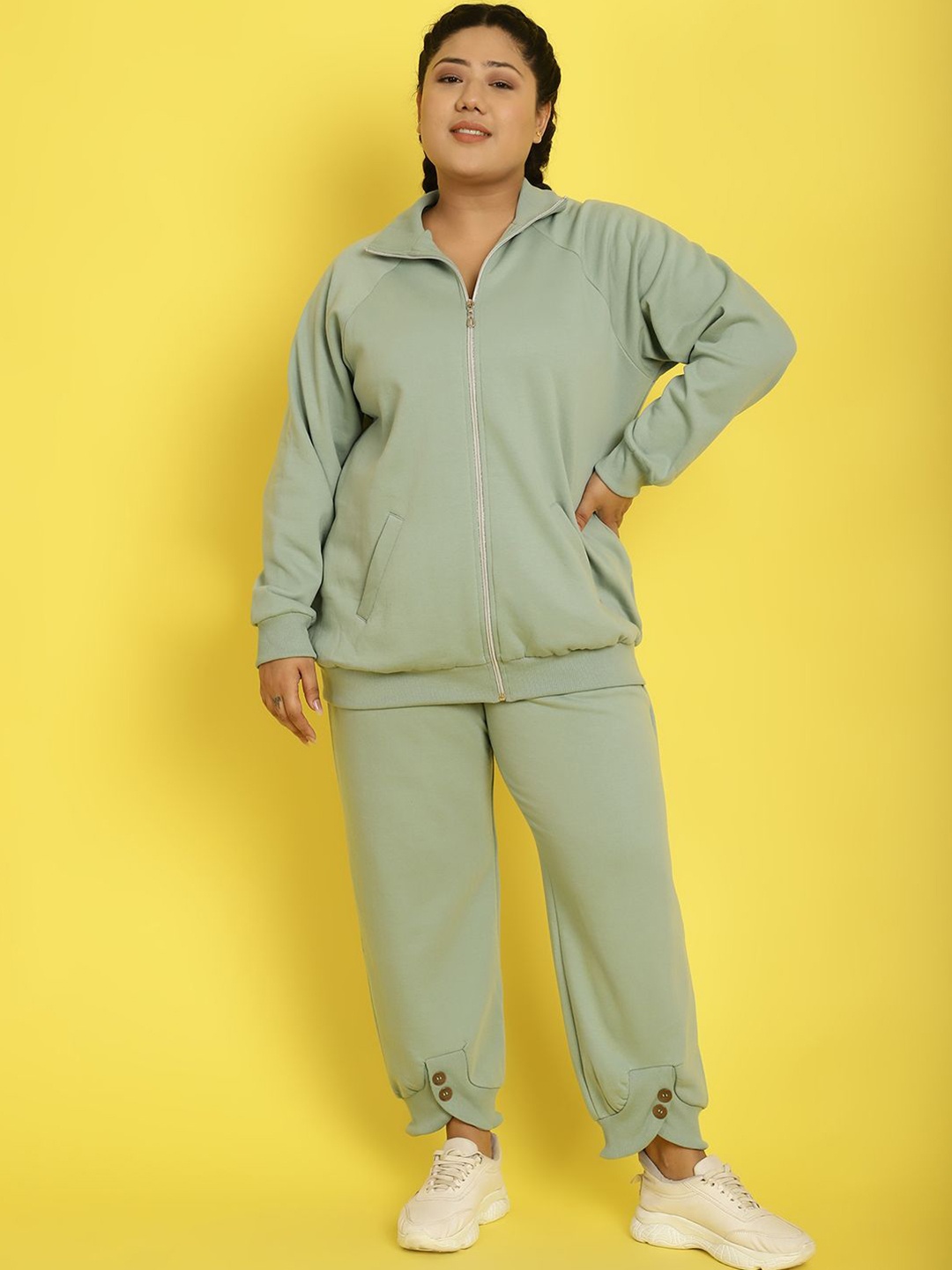 

theRebelinme Plus Size Sweatshirt & Trousers Co-Ords, Green