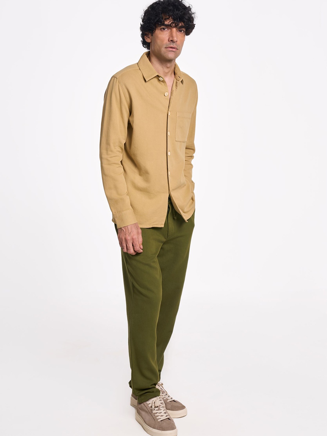 

Terra Luna Men Smart Slim Fit Opaque Casual Shirt, Beige