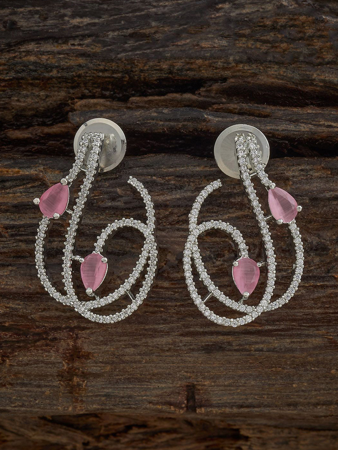 

Kushal's Fashion Jewellery Pink Geometric Cubic Zircon Studs Earrings