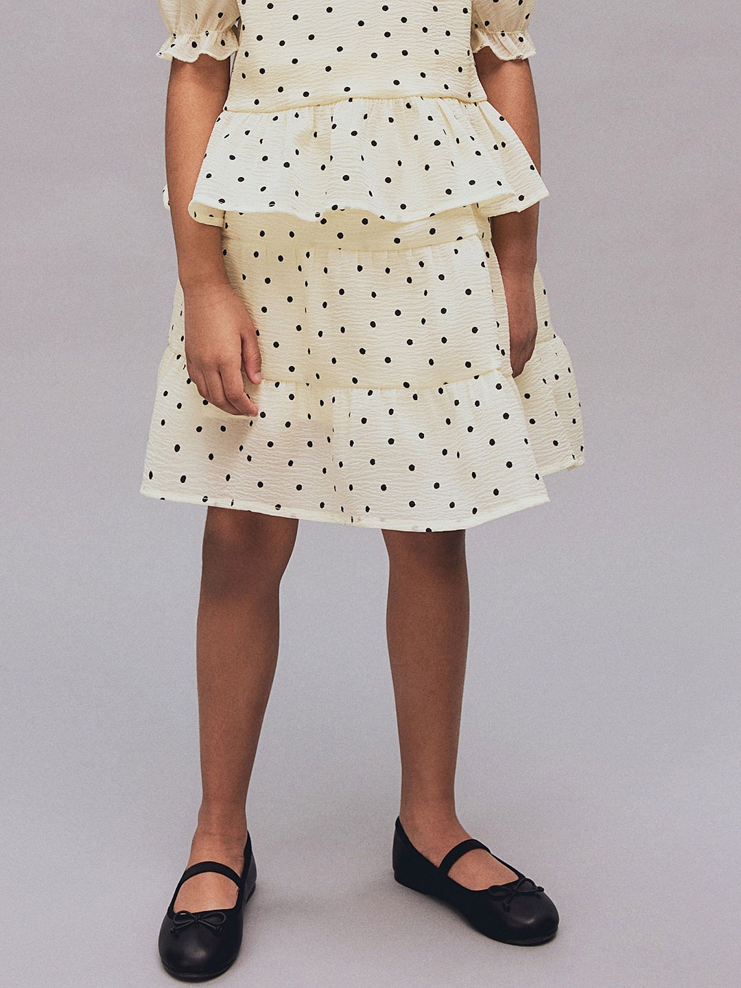 

H&M Girls Tiered Skirt, Beige