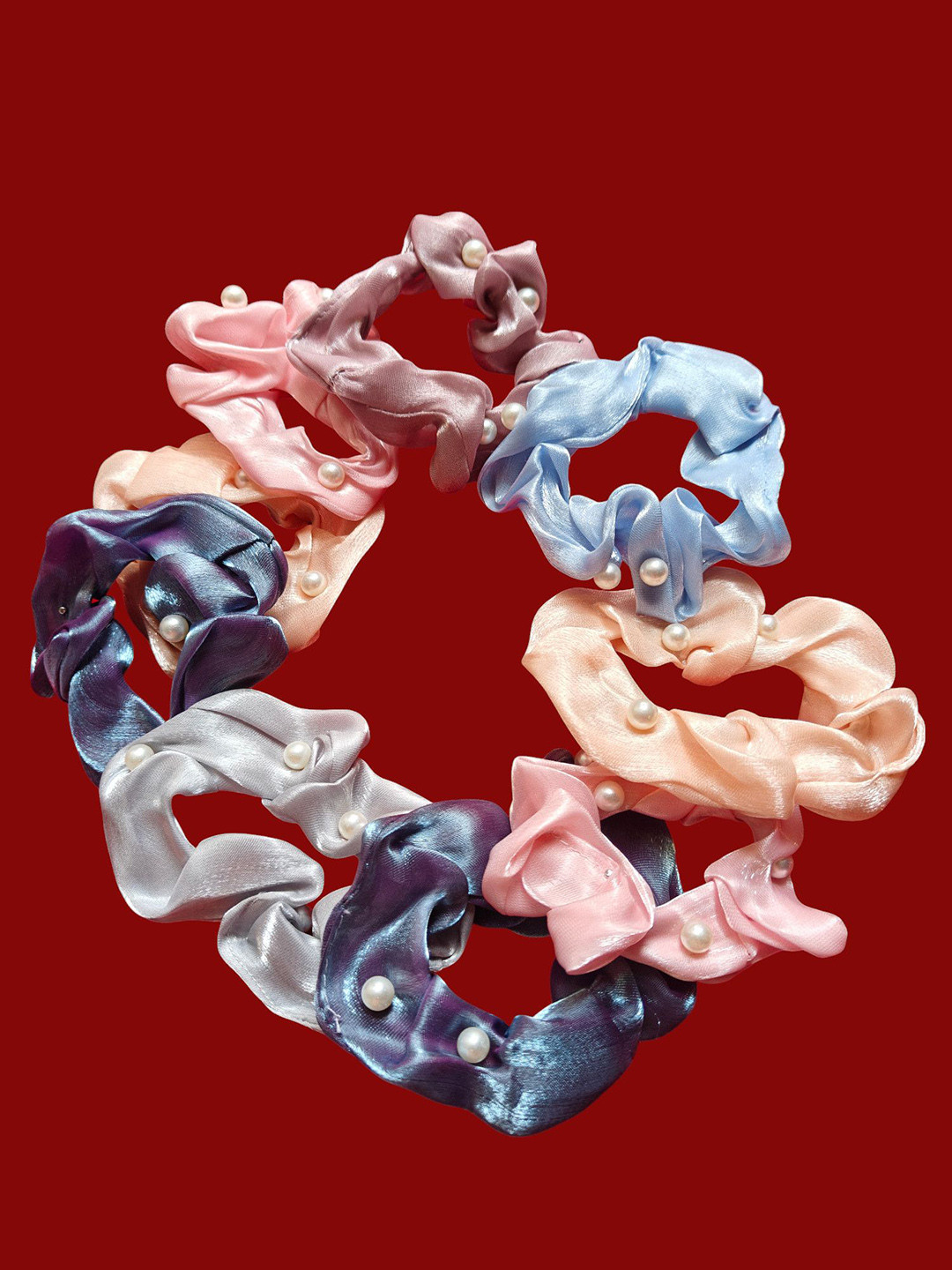 

CHANDERKASH Set Of 6 Soft & Stretchy Silk Hair Scrunchies, Assorted