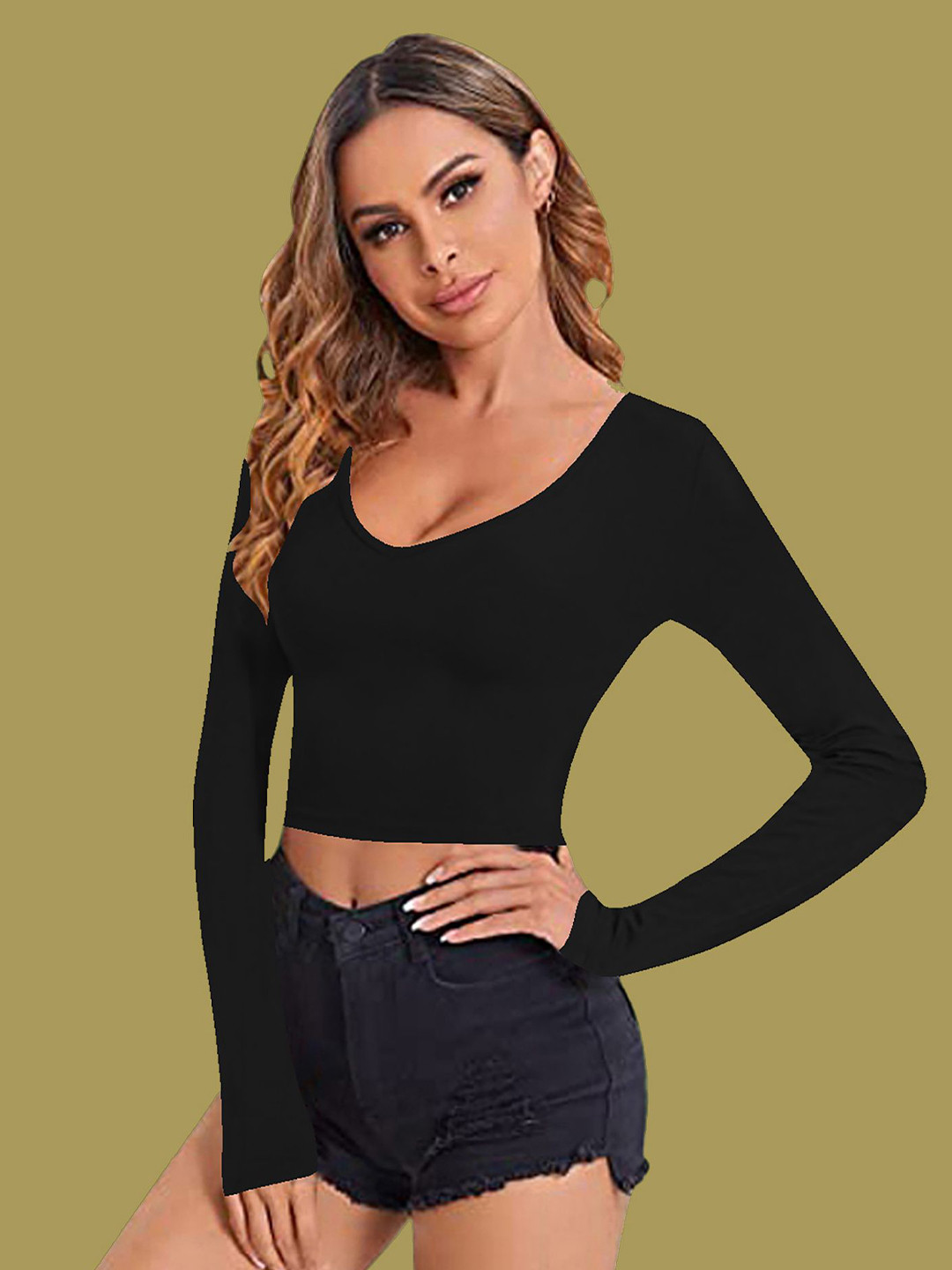 

Dream Beauty Fashion Women Fitted Crop Top, Black