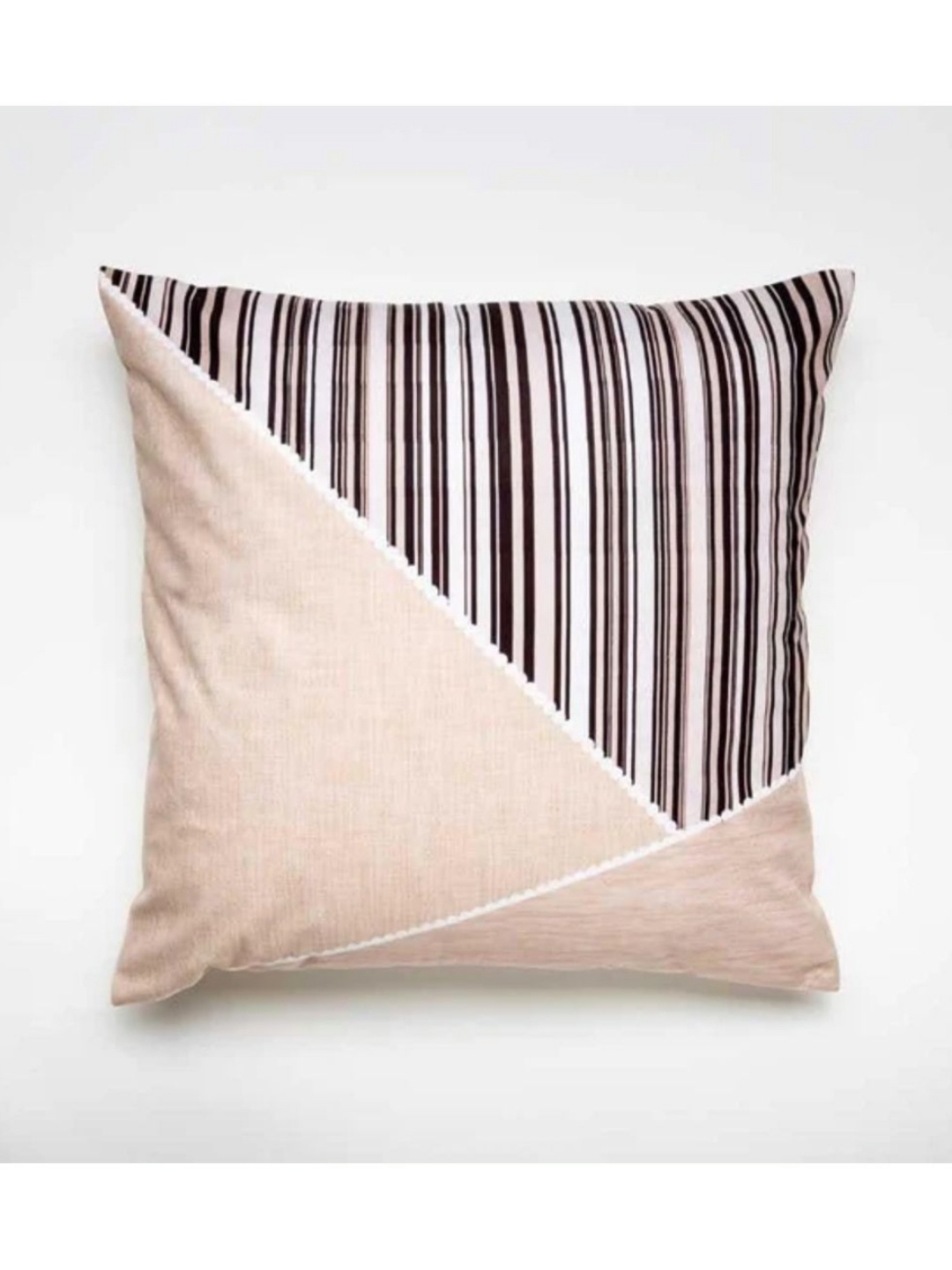 

Aura Pink & Brown Striped Printed Square Cushion Cover
