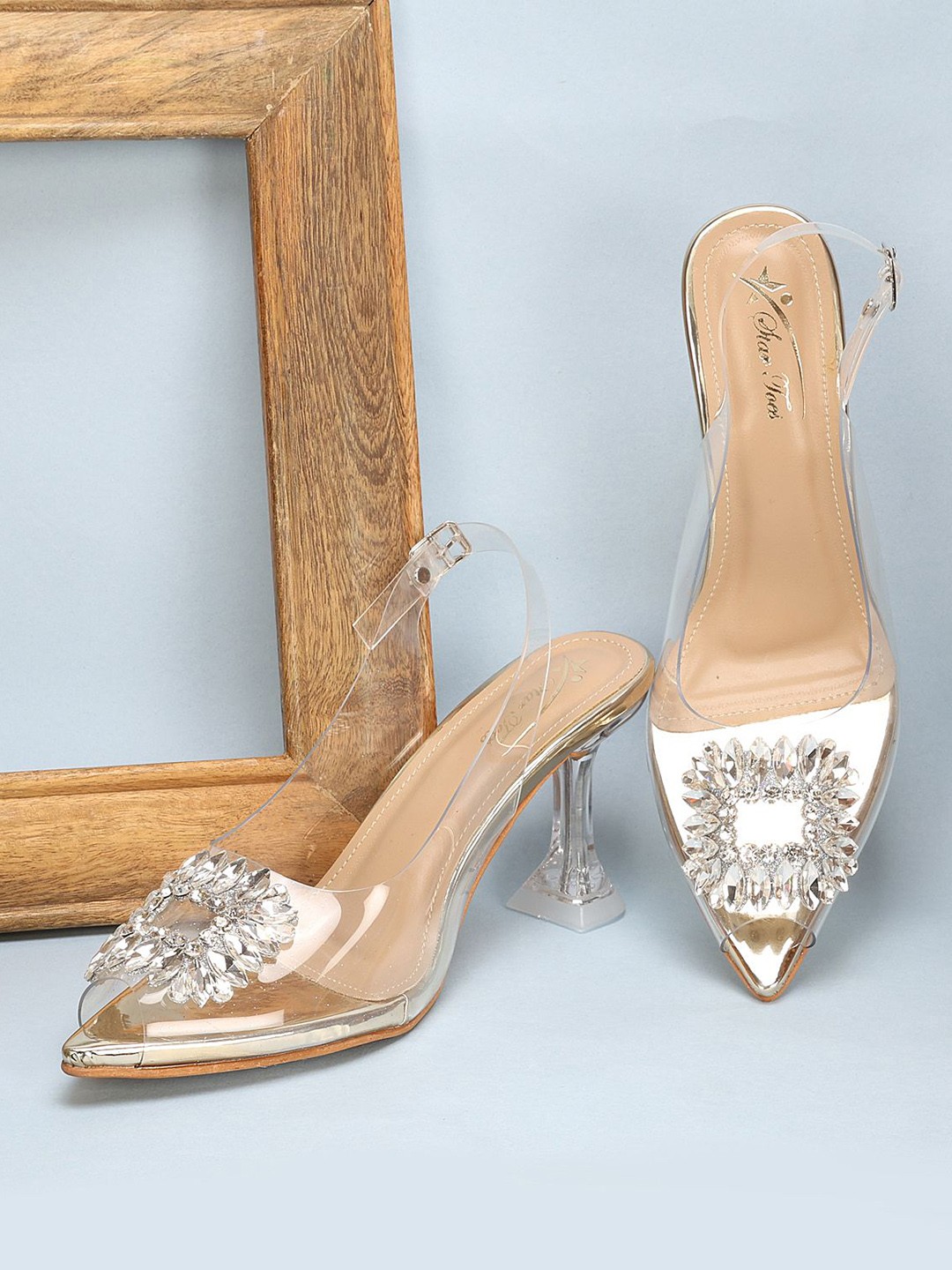 

STARTOES Women Embellished Party Block Heel Peep Toes, Silver