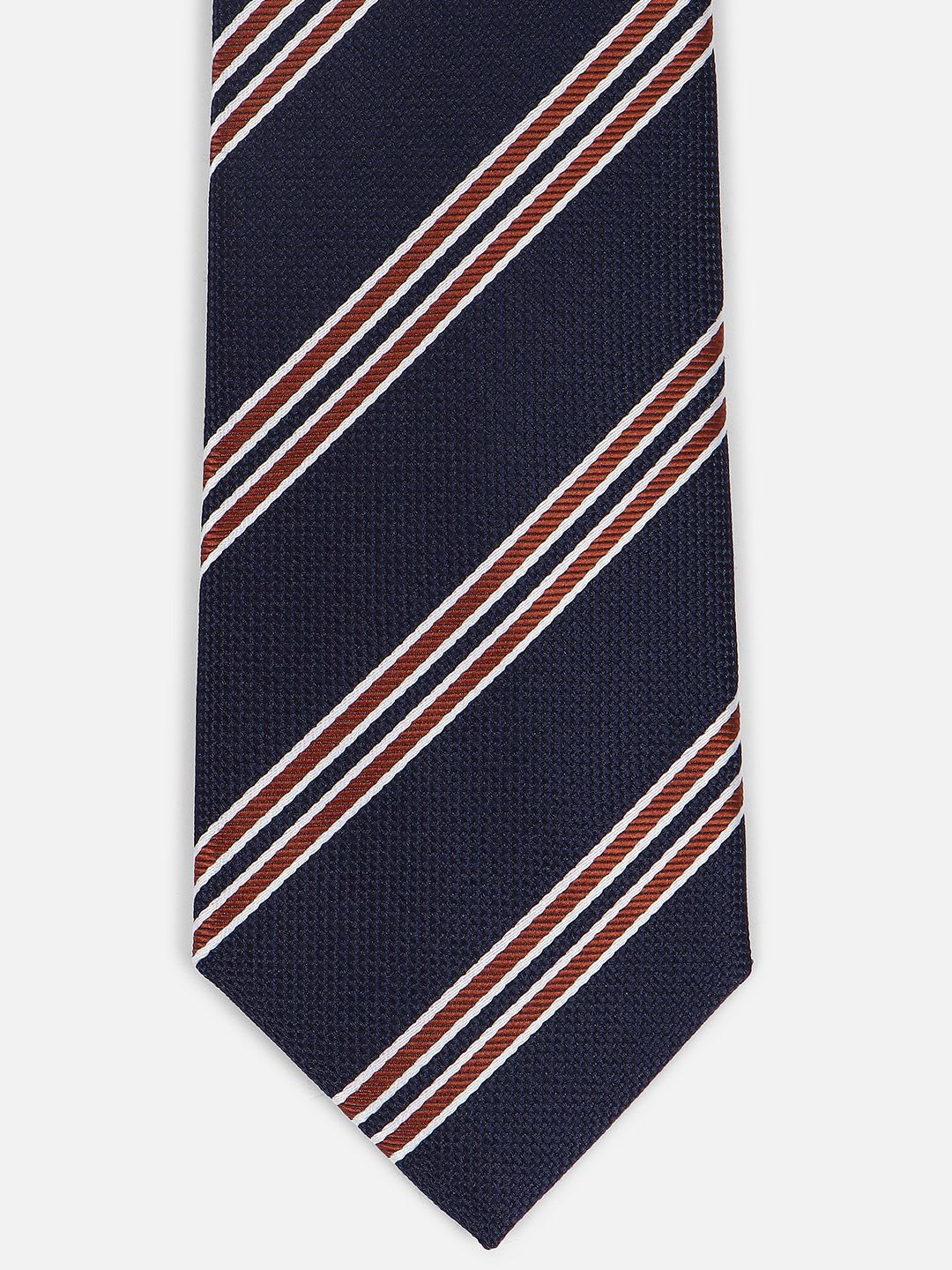 

Louis Philippe Men Striped Broad Tie, Navy blue