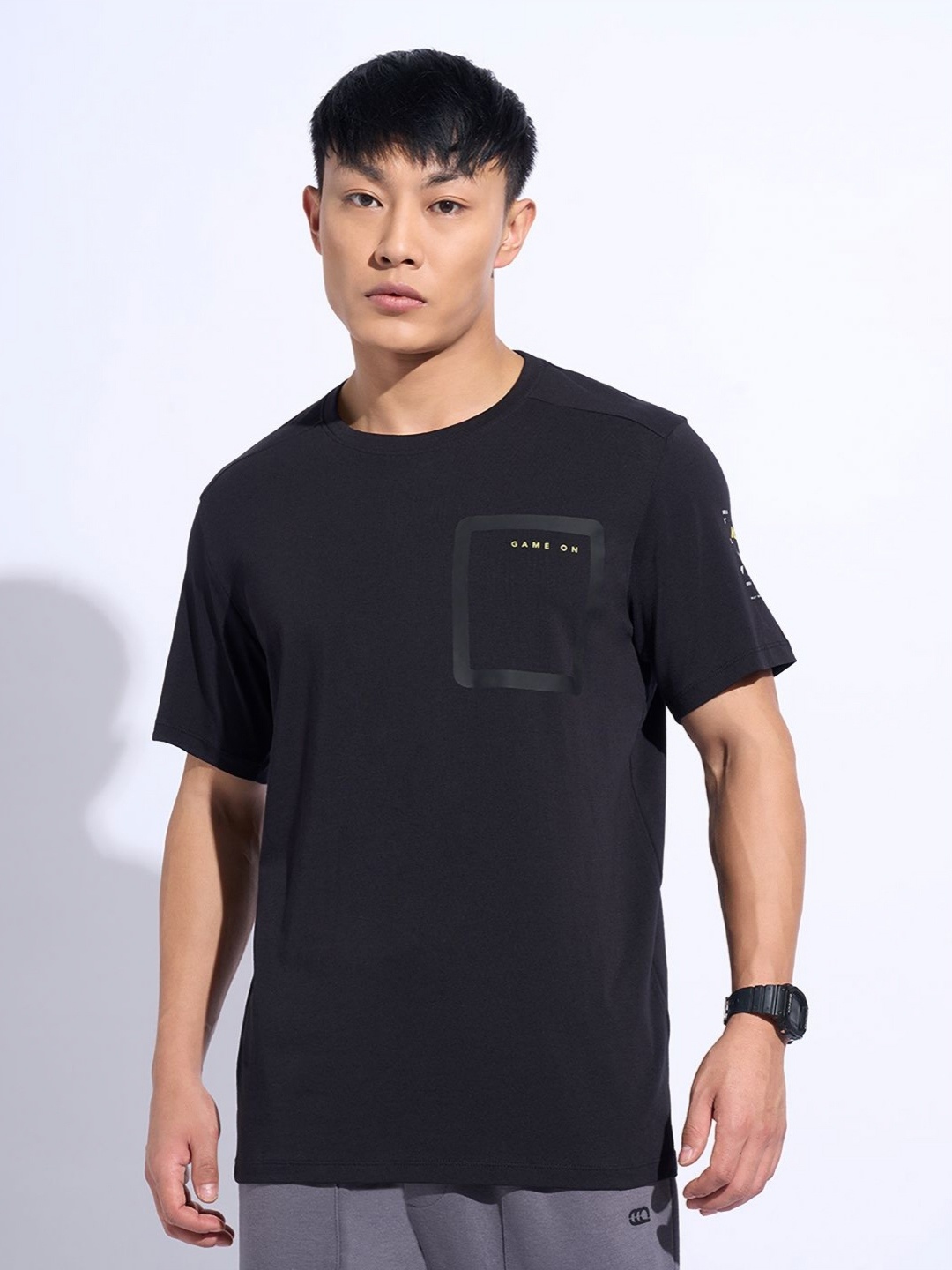 

Ajile by Pantaloons Men Graphic Printed Round Neck Cotton T-shirt, Black