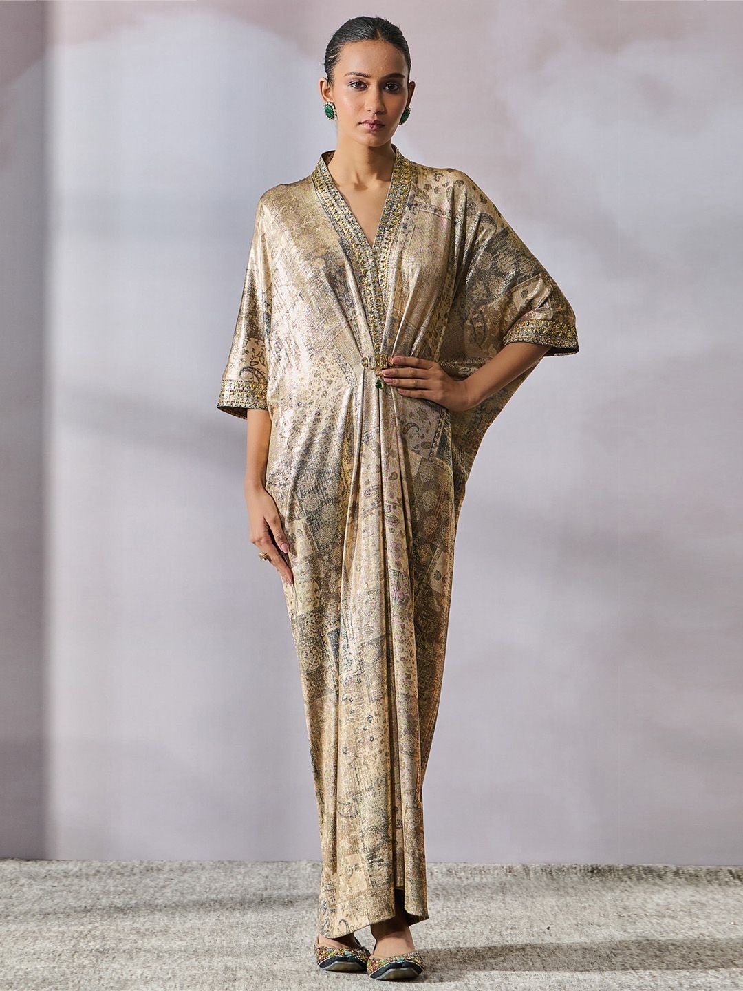 

Tarun Tahiliani Print Kaftan Maxi Dress, Grey