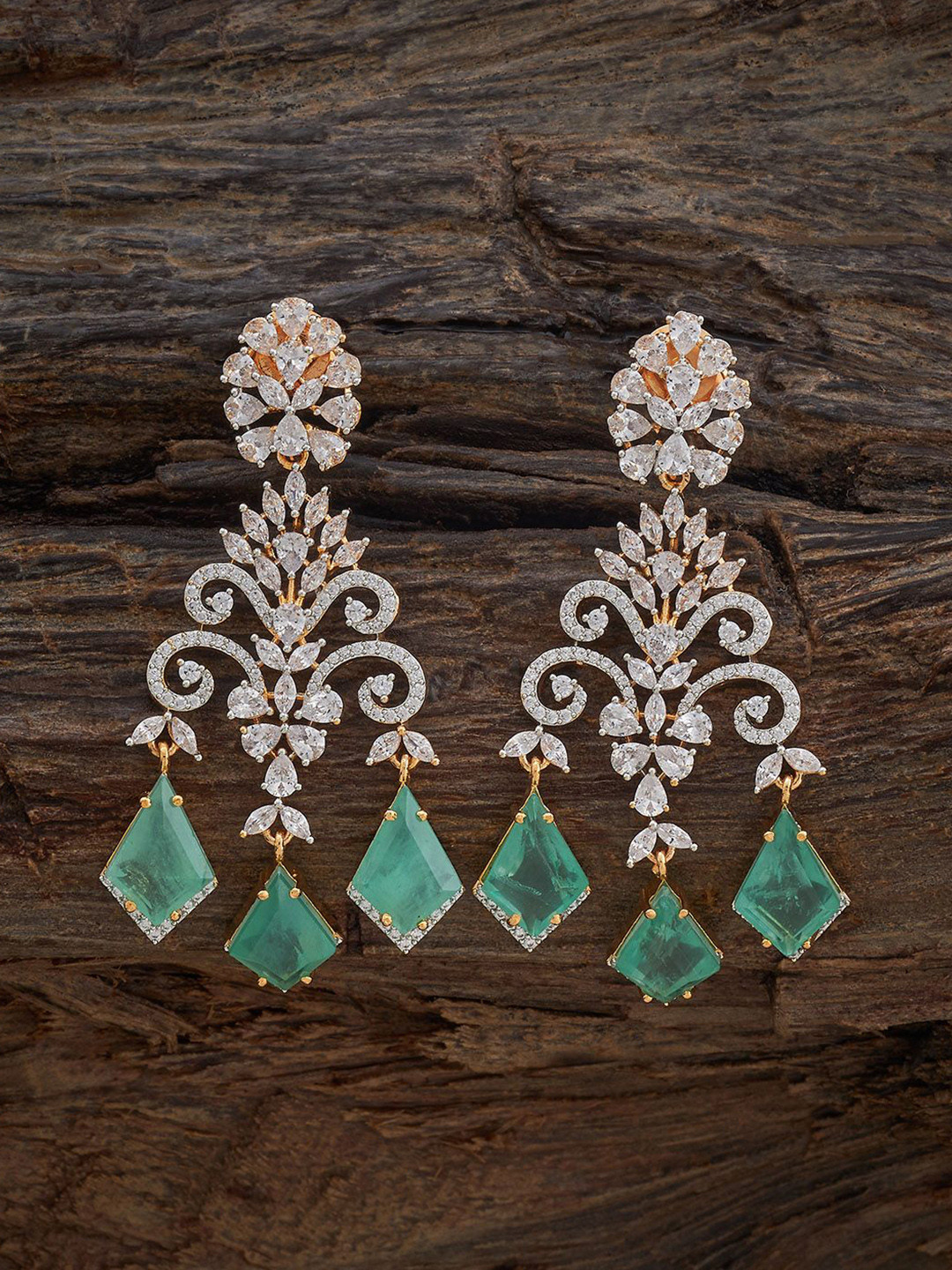 

Kushal's Fashion Jewellery Mint Classic Cubic Zircon Drop Earrings, Green