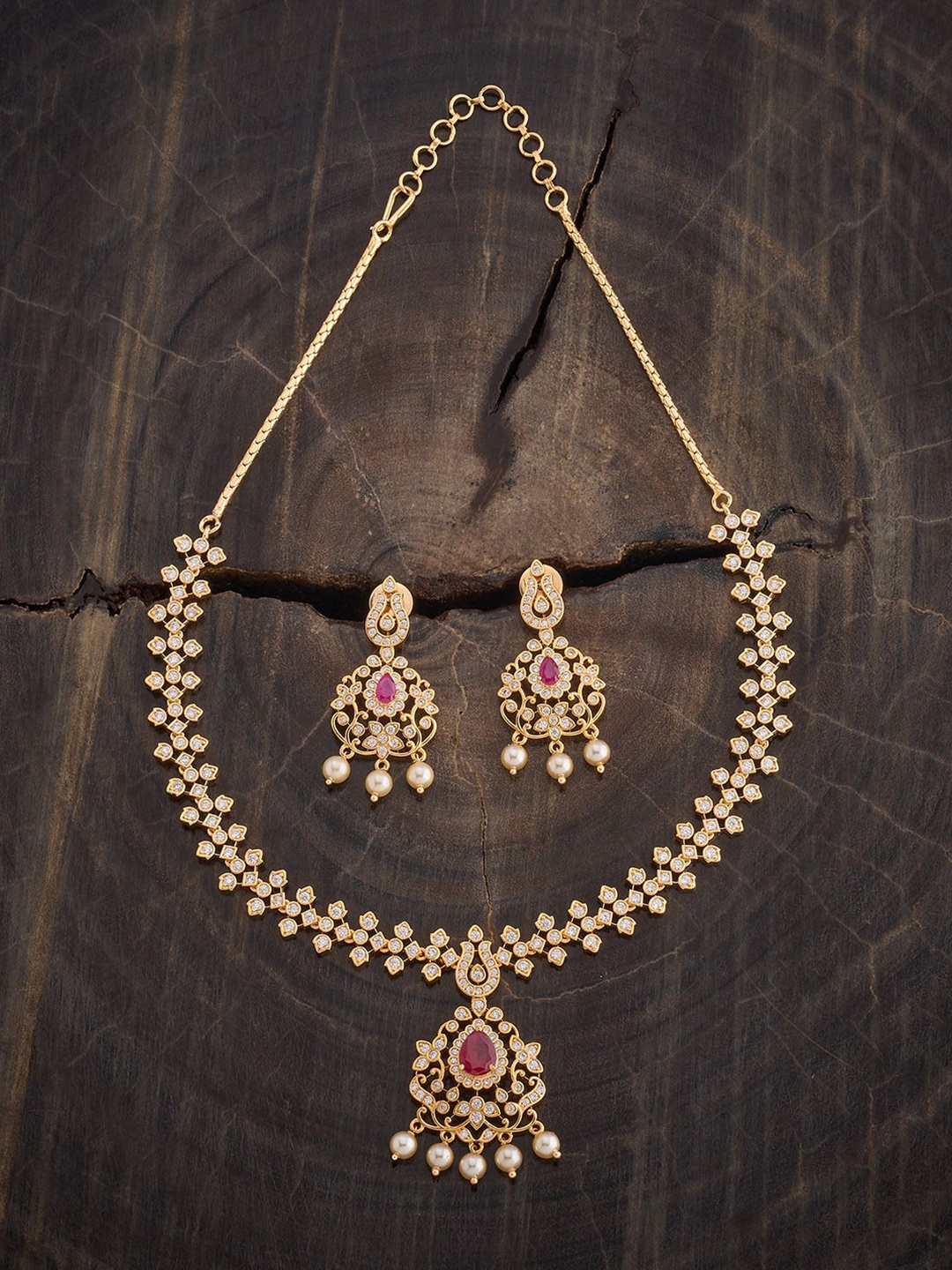 

Kushal's Fashion Jewellery Gold-Plated Zircon-Studded Jewellery Set