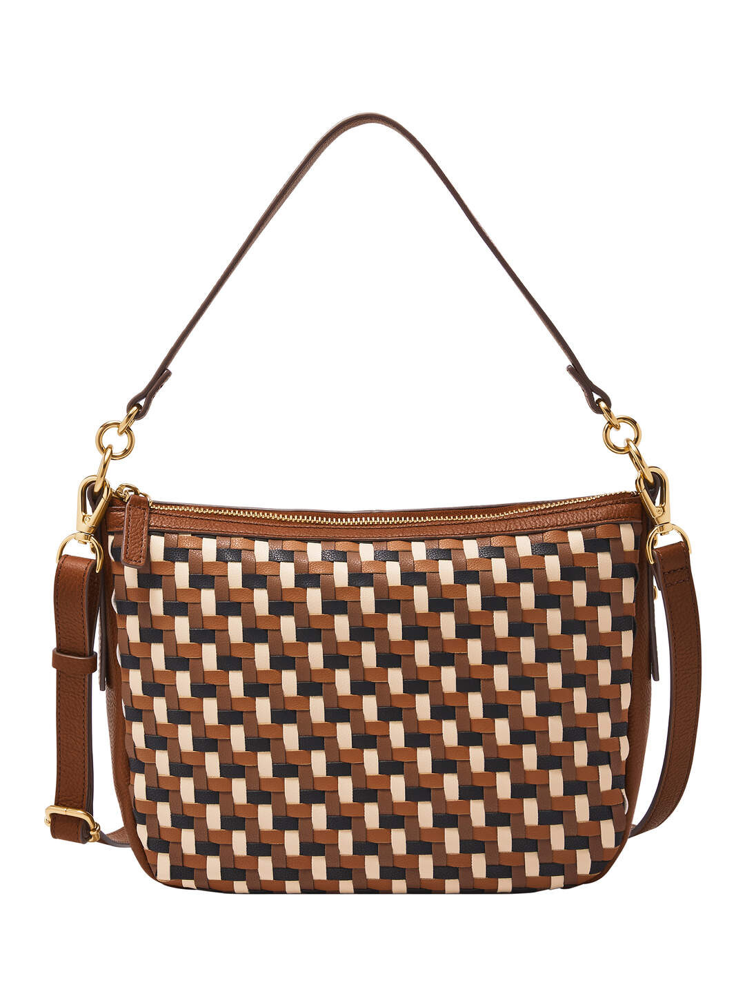 

Fossil Printed Leather Swagger Shoulder Bag with Quilted, Brown