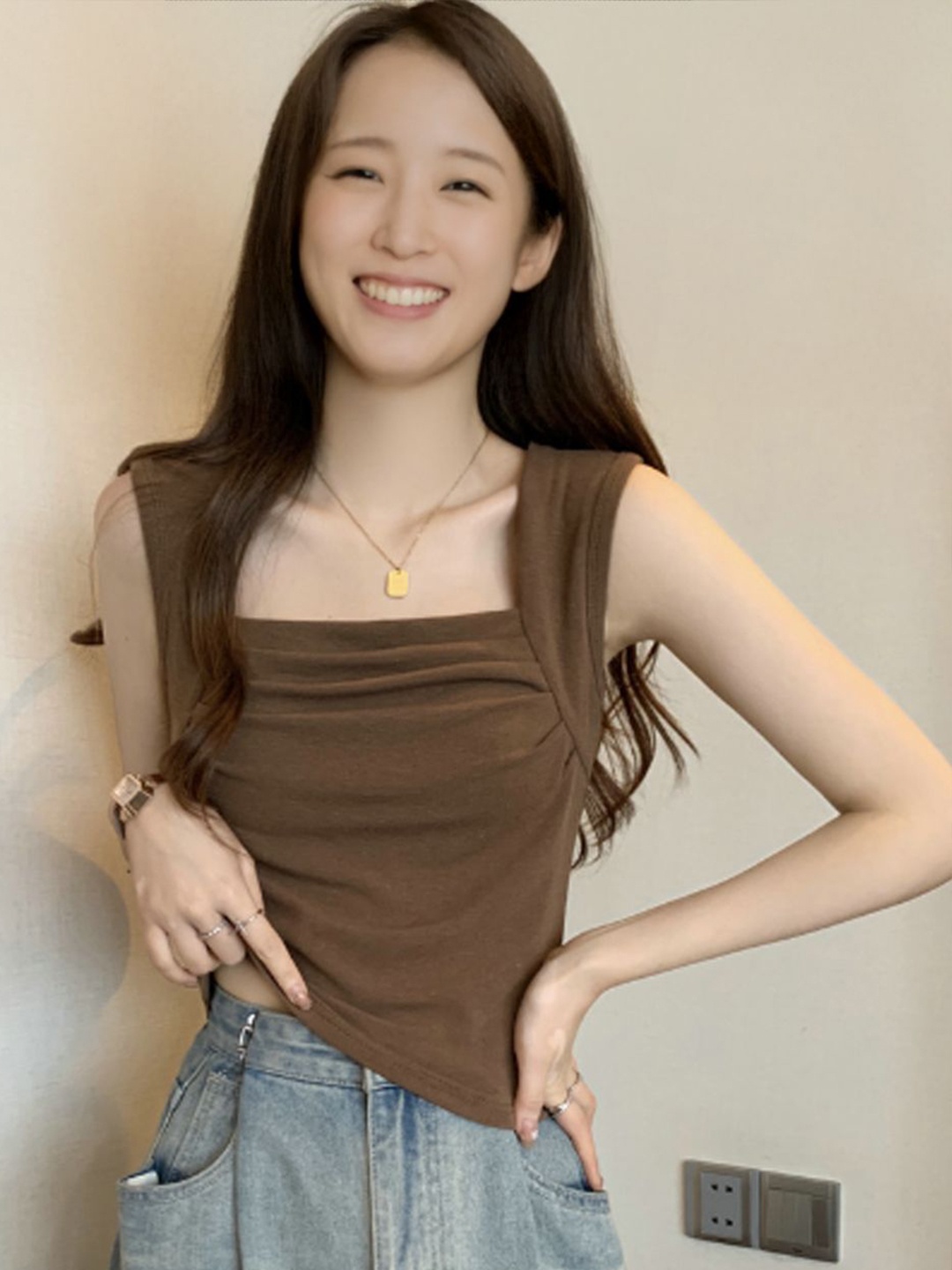 

StyleCast Top, Coffee brown