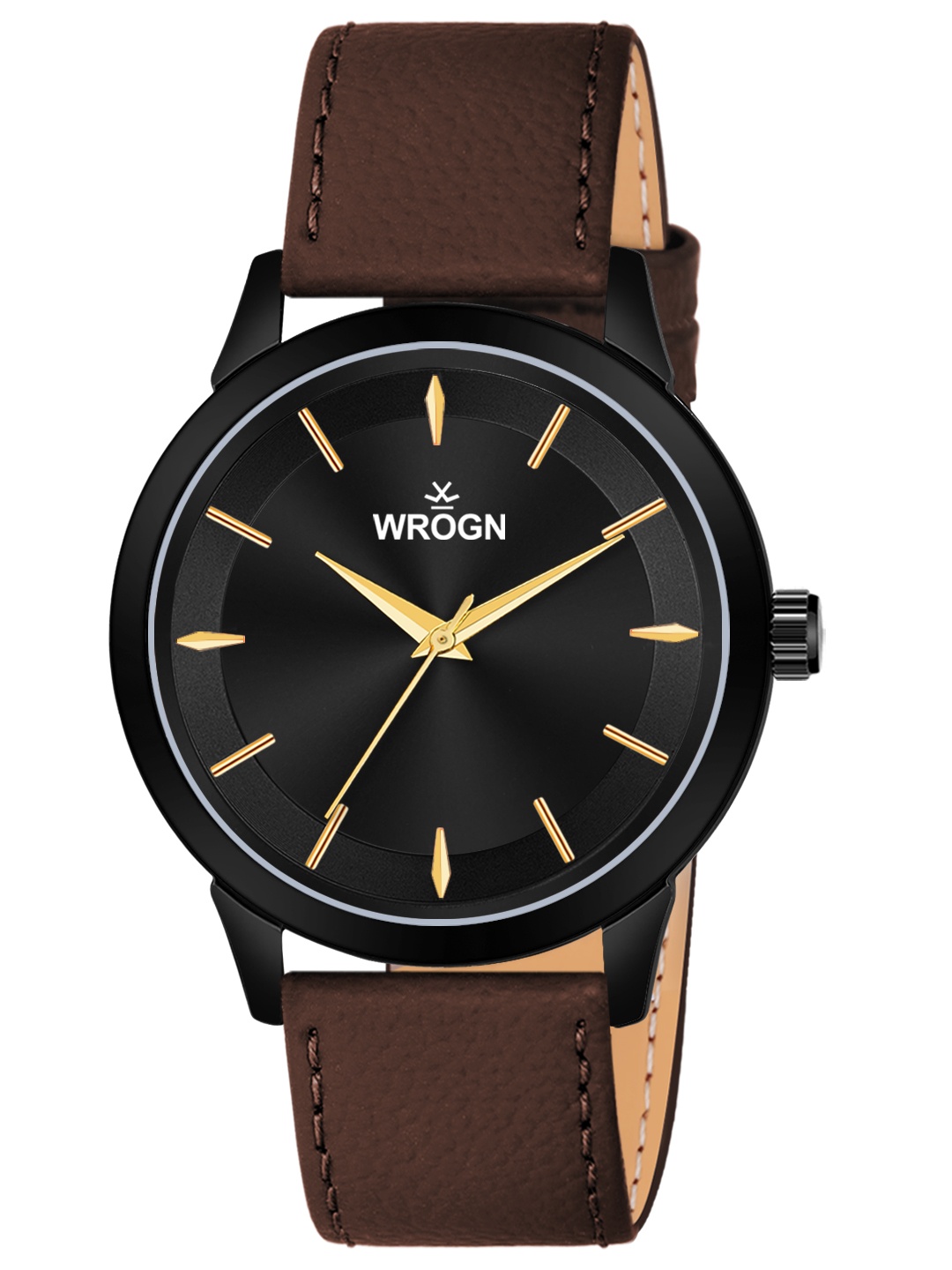 

WROGN Men Analog Watch & Leather Bracelet Gift Set, Black