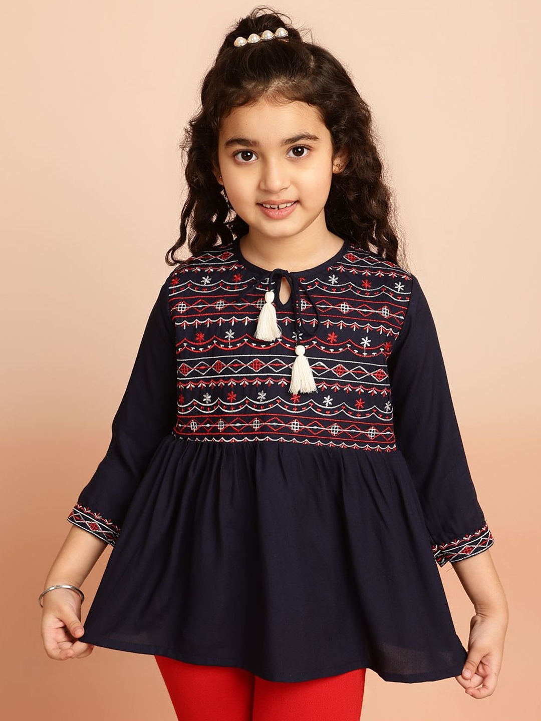 

Ishti Embellished Embroidered Top, Navy blue