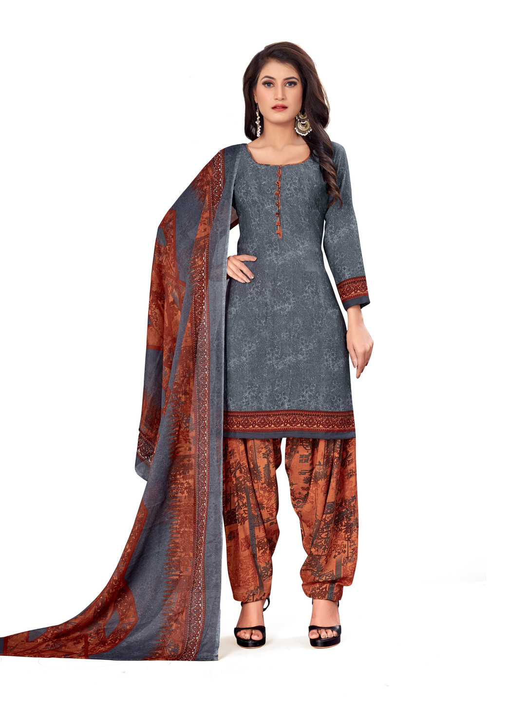 

HERE&NOW Floral Embellished Unstitched Dress Material, Grey