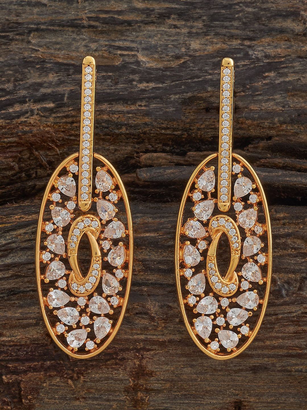 

Kushal's Fashion Jewellery White Contemporary Cubic Zircon Drop Earrings