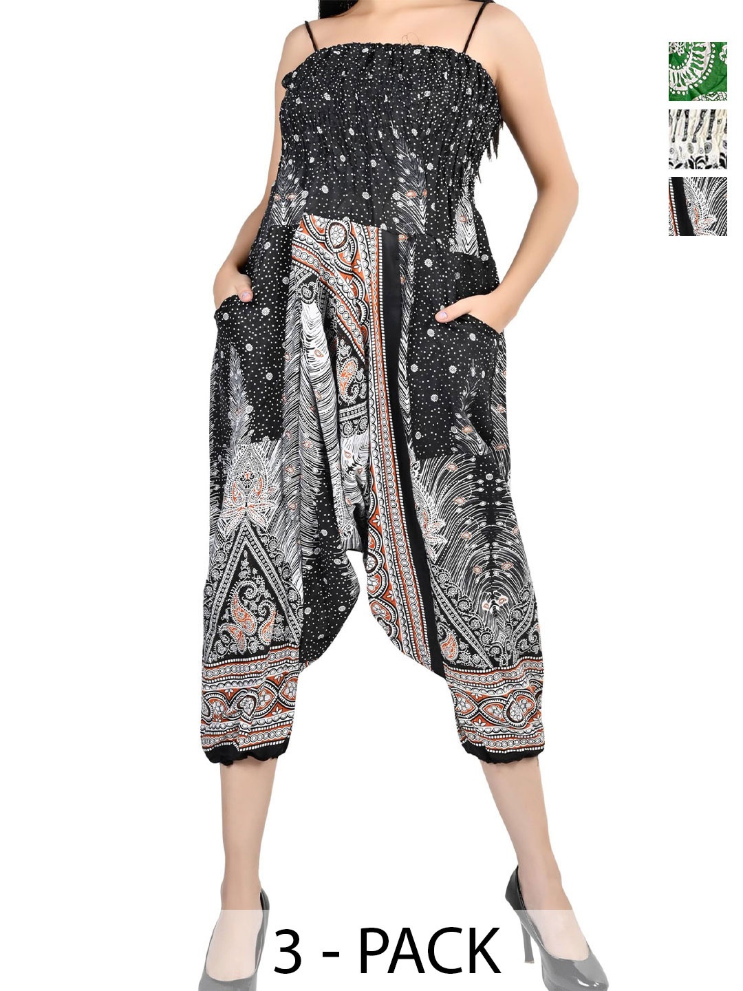 

NarNari Women Pack Of 3 Printed Loose-Fit Harem Pants, Multi