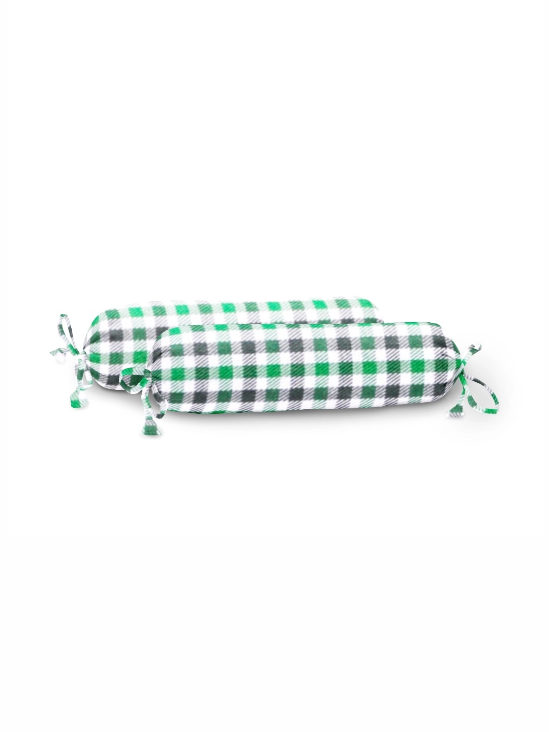 

THE BABY ATELIER Green & Black 2 Pieces Checked Organic Cotton Bolster Covers