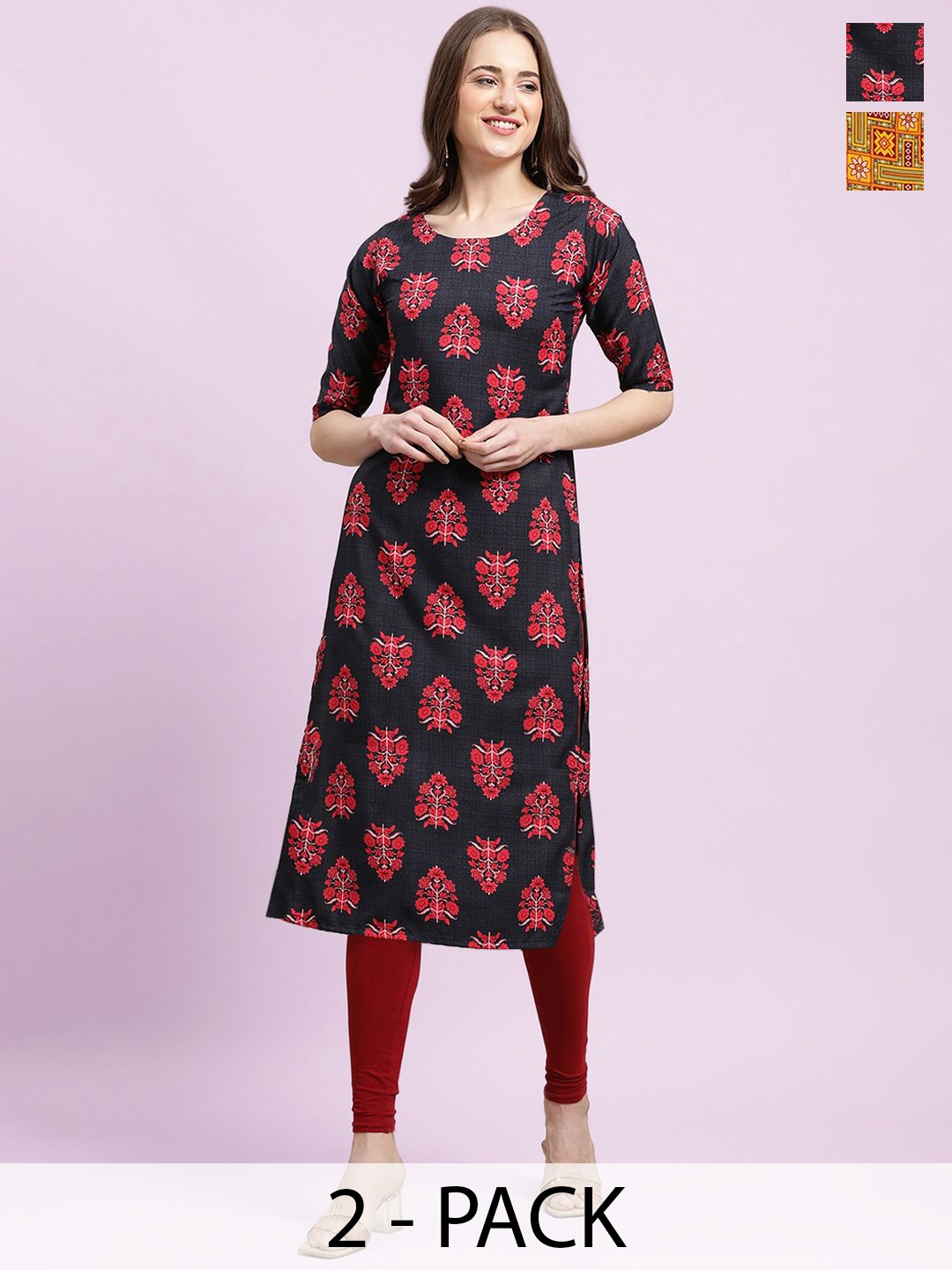 

Moda Rapido Women Ethnic Motifs Printed Floral Crepe Kurta, Multi