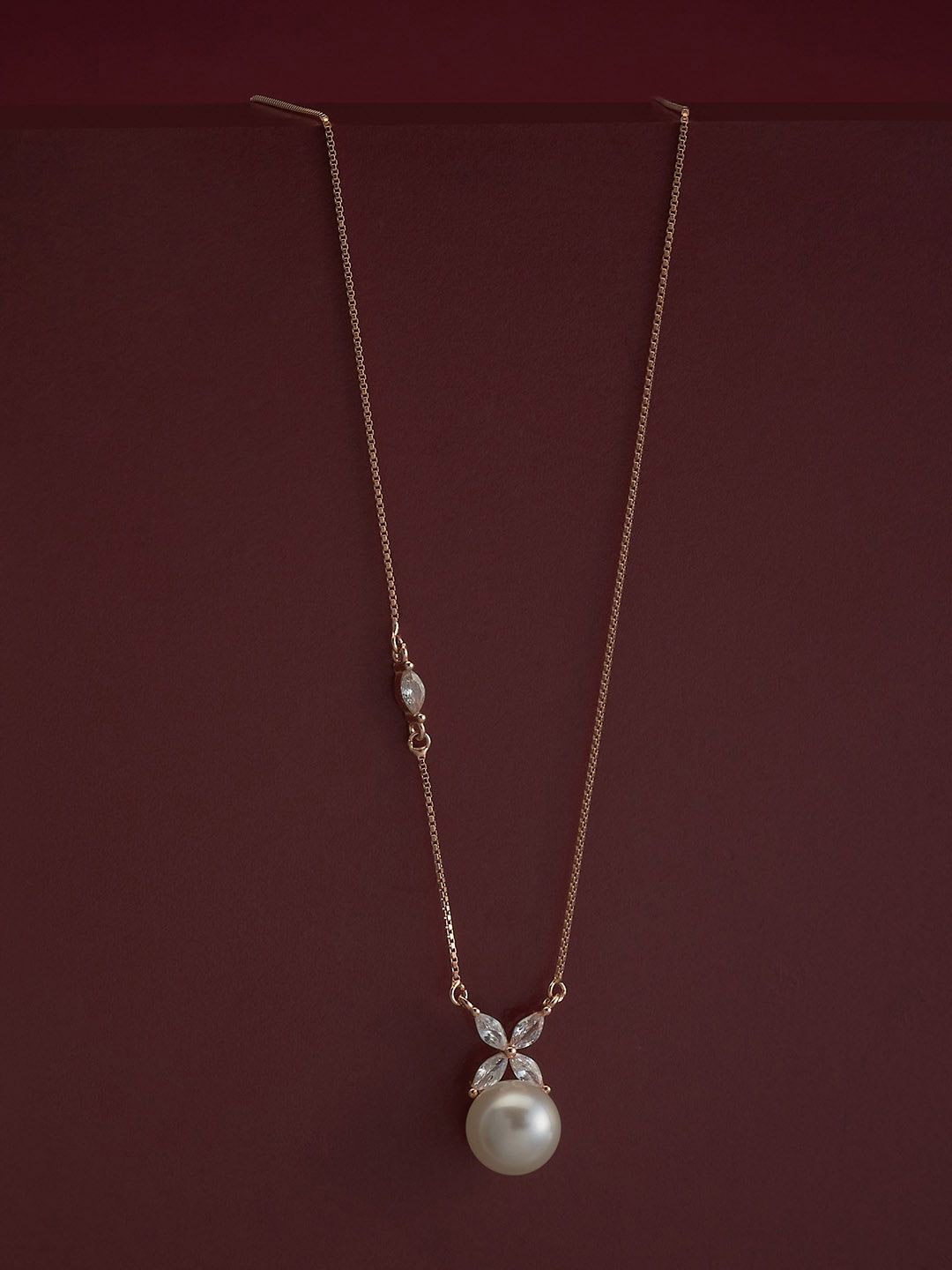 

Kushal's Fashion Jewellery 92.5 Silver Rose Gold-Plated Zircon Pendant With Chain