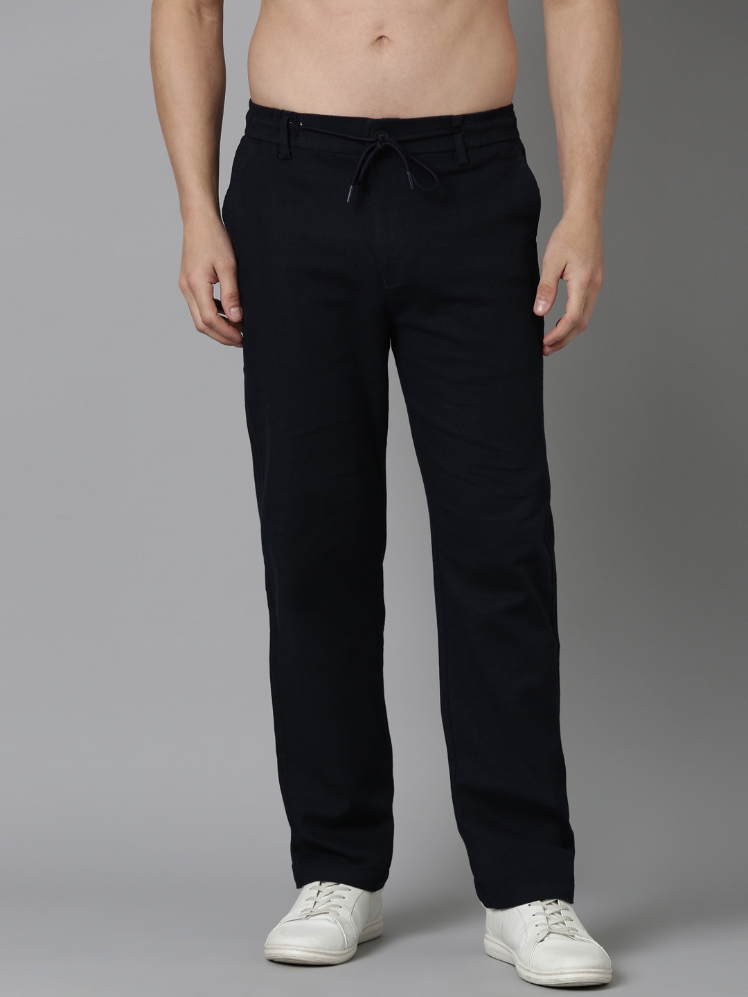 

NEVER NEUD Men Relaxed Fancy Linen Trousers, Navy blue