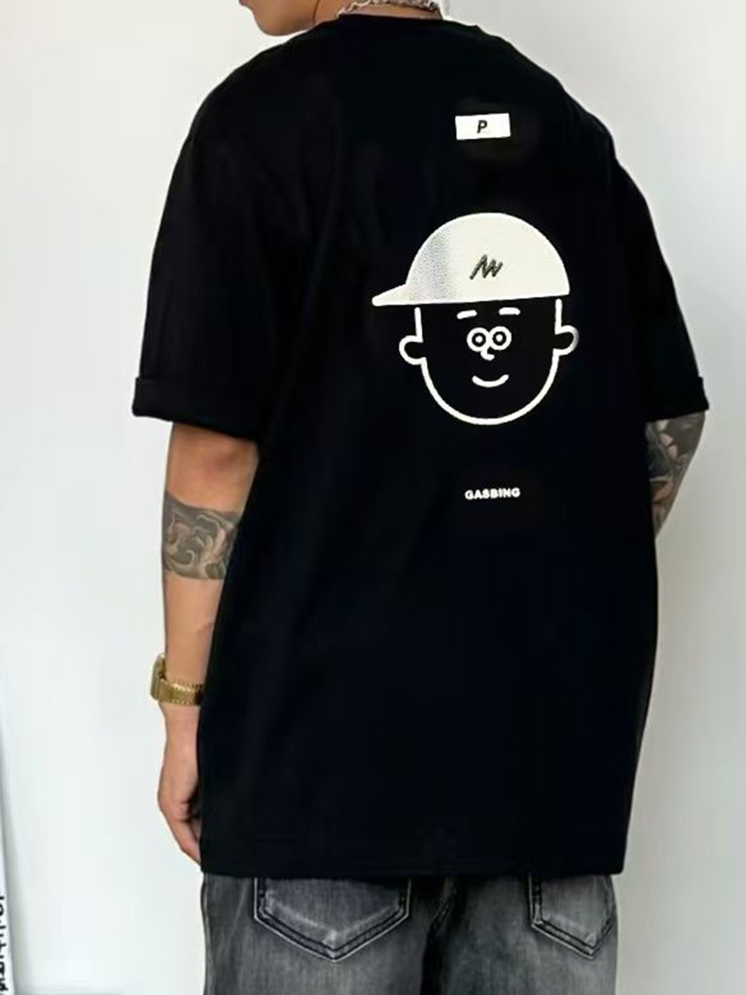 

StyleCast x Revolte Men Printed Raw Edge T-shirt, Black