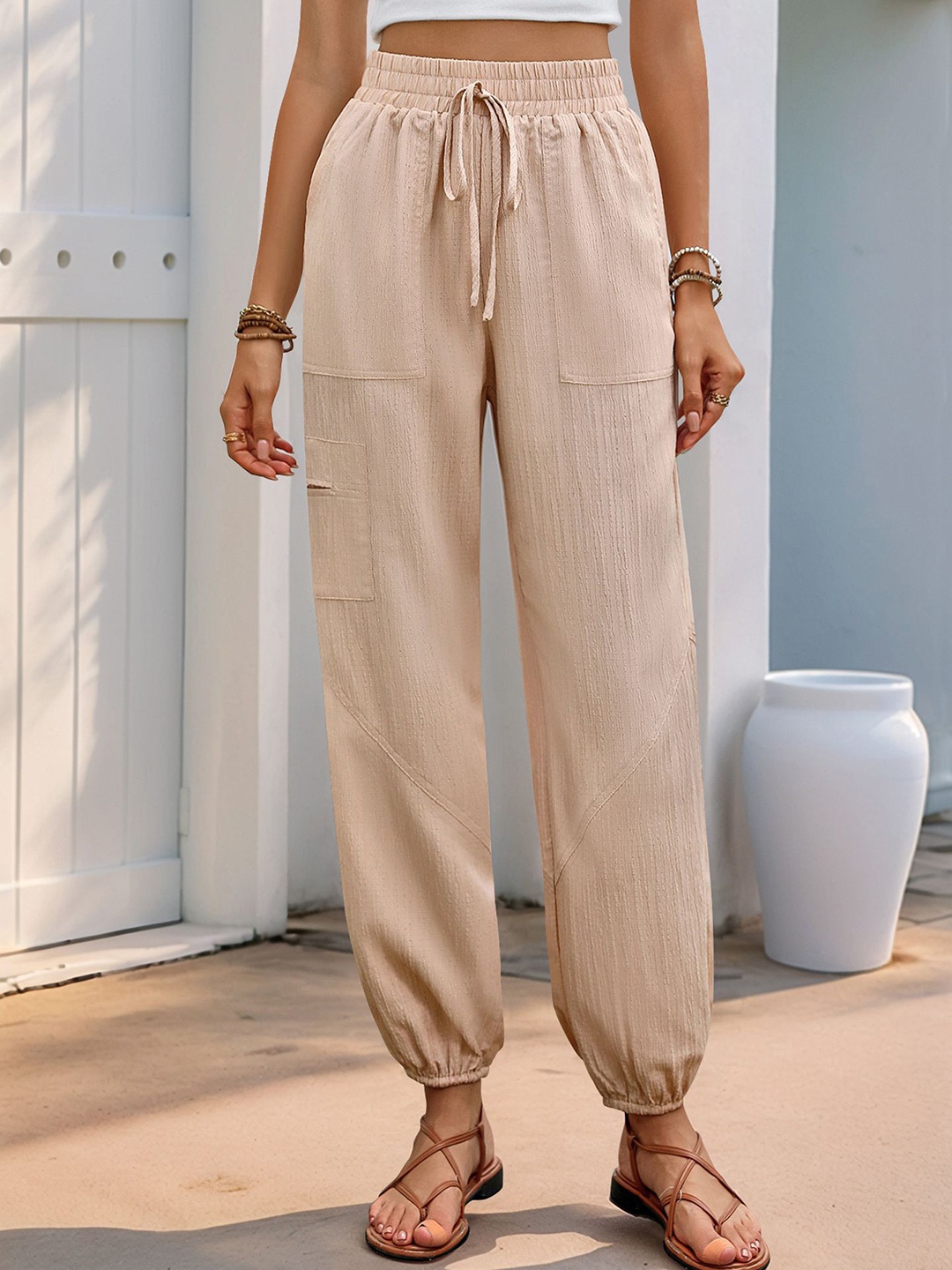 

StyleCast x Revolte Women Easy Wash Pleated Trousers, Beige