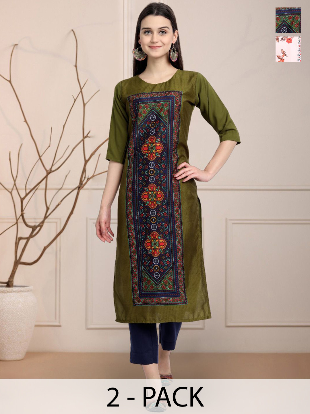 

Moda Rapido Women Ethnic Motifs Printed Floral Crepe Kurta, Multi