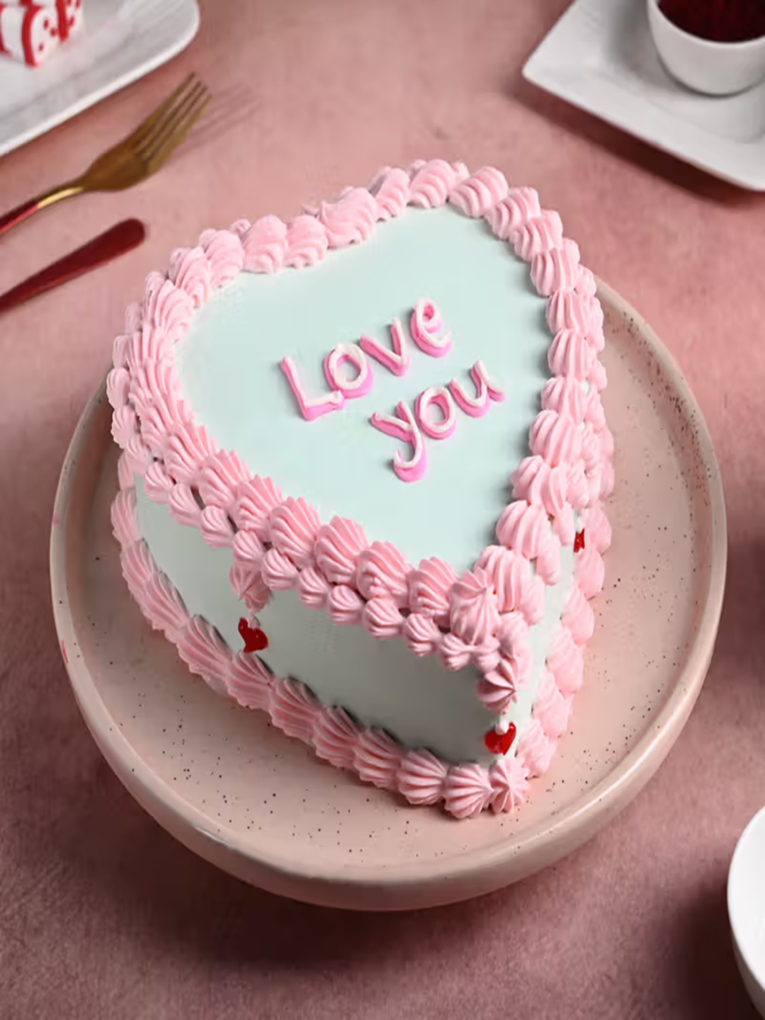 

Floweraura Strawberry Eggless Heart Shape Cake - 1Kg, White
