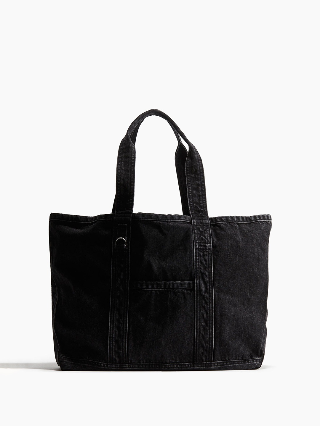 

H&M Washed-look Denim Shopper, Black