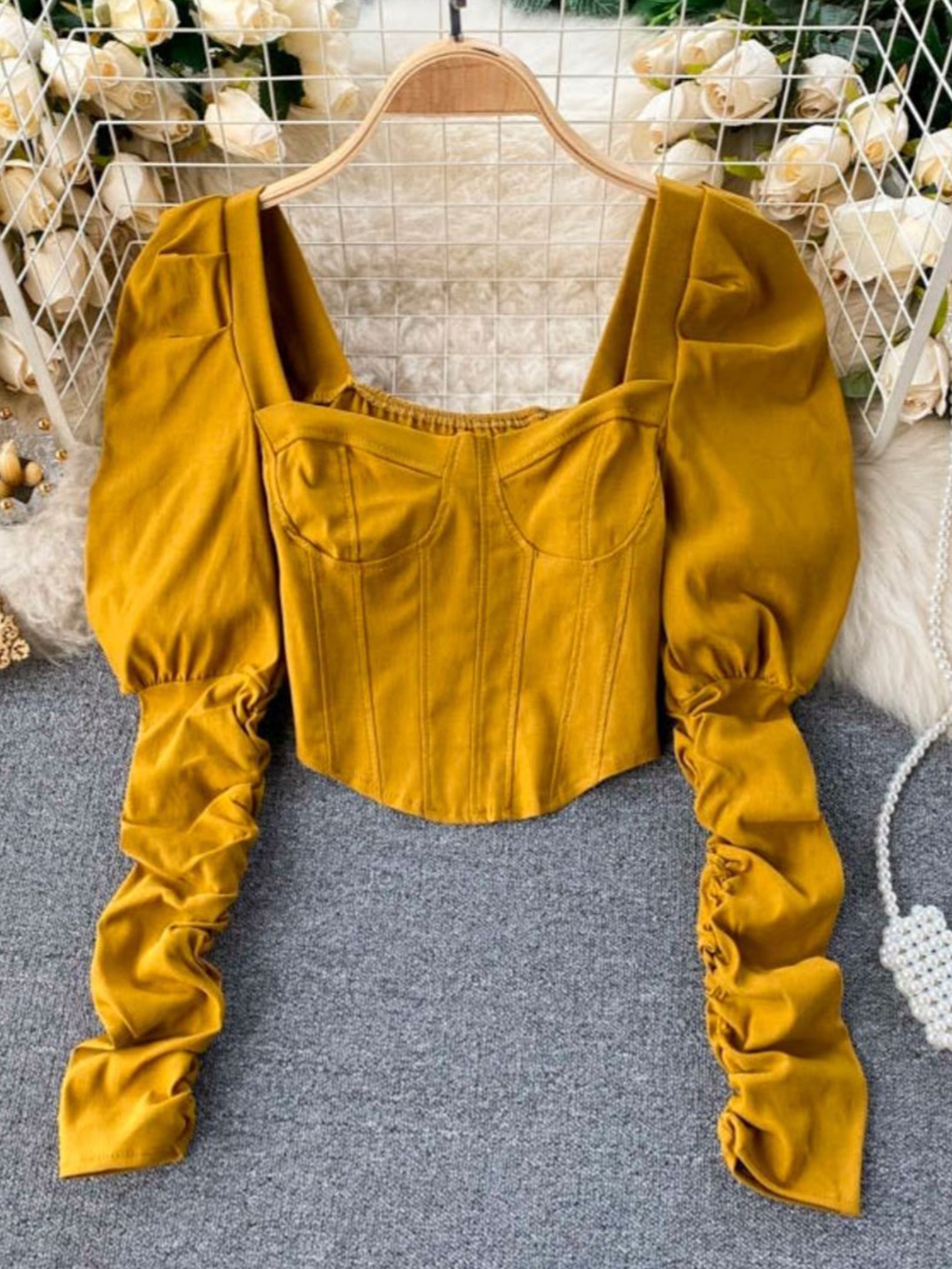 

MADE FOR HER LABEL Puff Sleeve Top, Yellow
