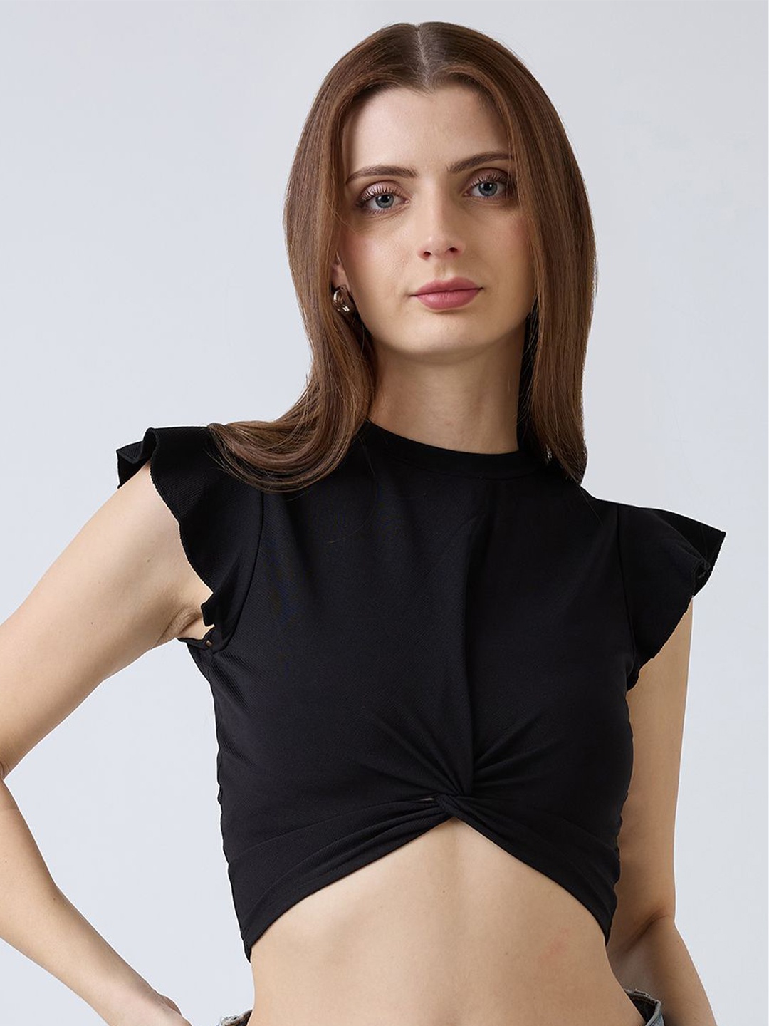

SZN Styled Back Crop Top, Black
