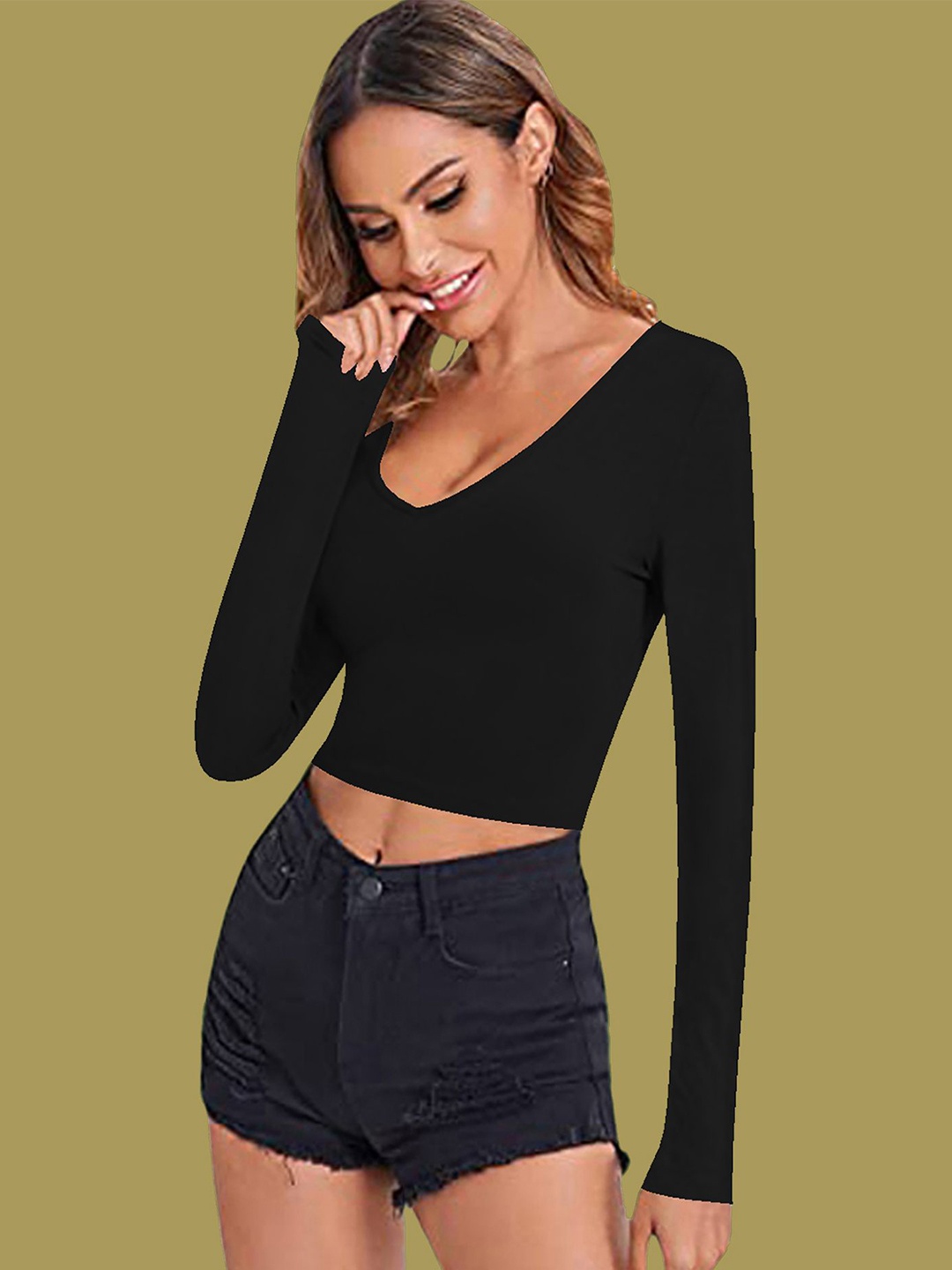 

Dream Beauty Fashion Women Fitted Crop Top, Black