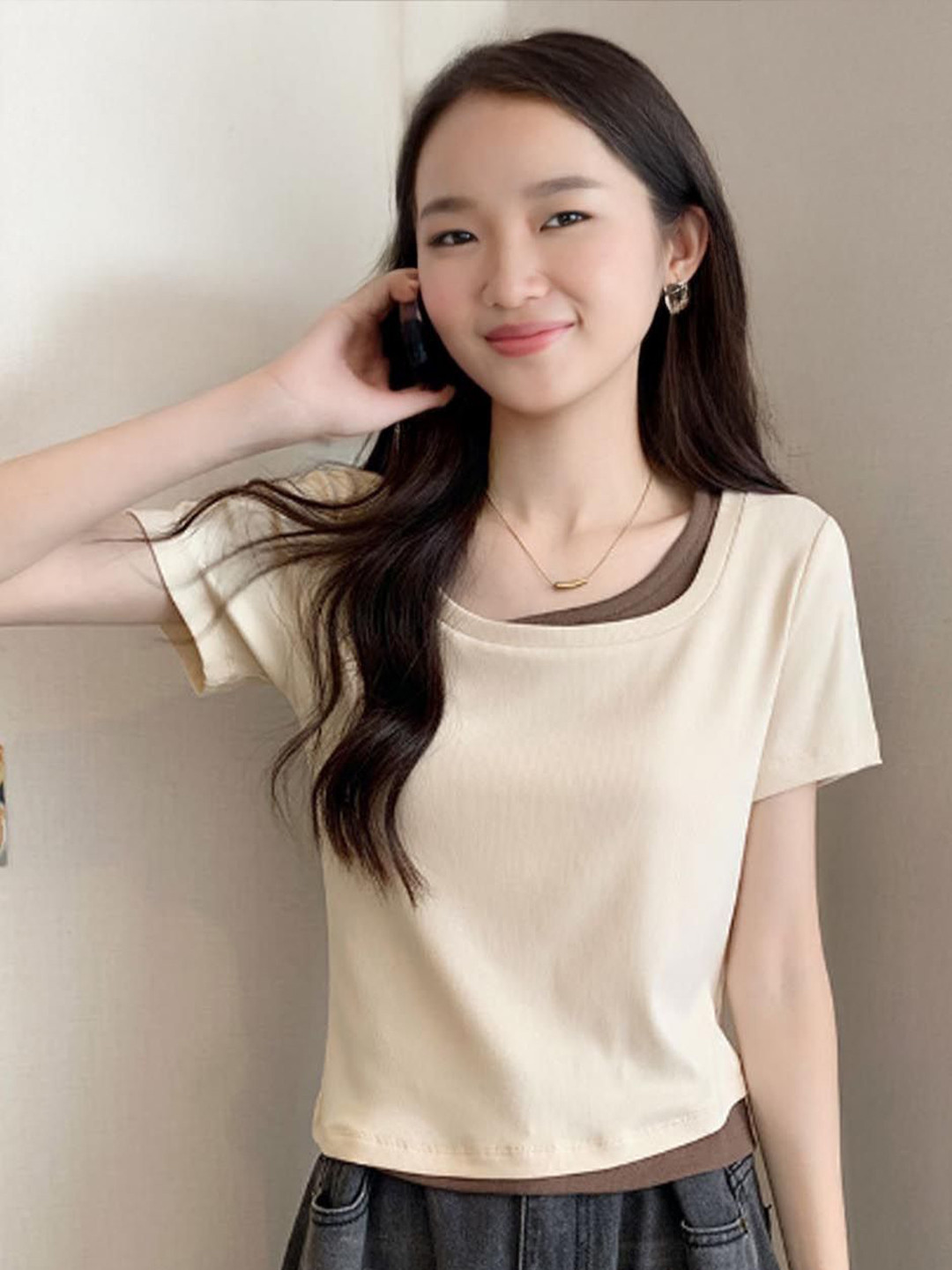 

StyleCast Crop Top, Beige