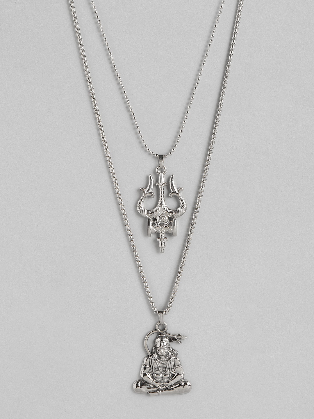 

PARIS HAMILTON Unisex Set Of 2 Silver-Plated Oxidised Necklace