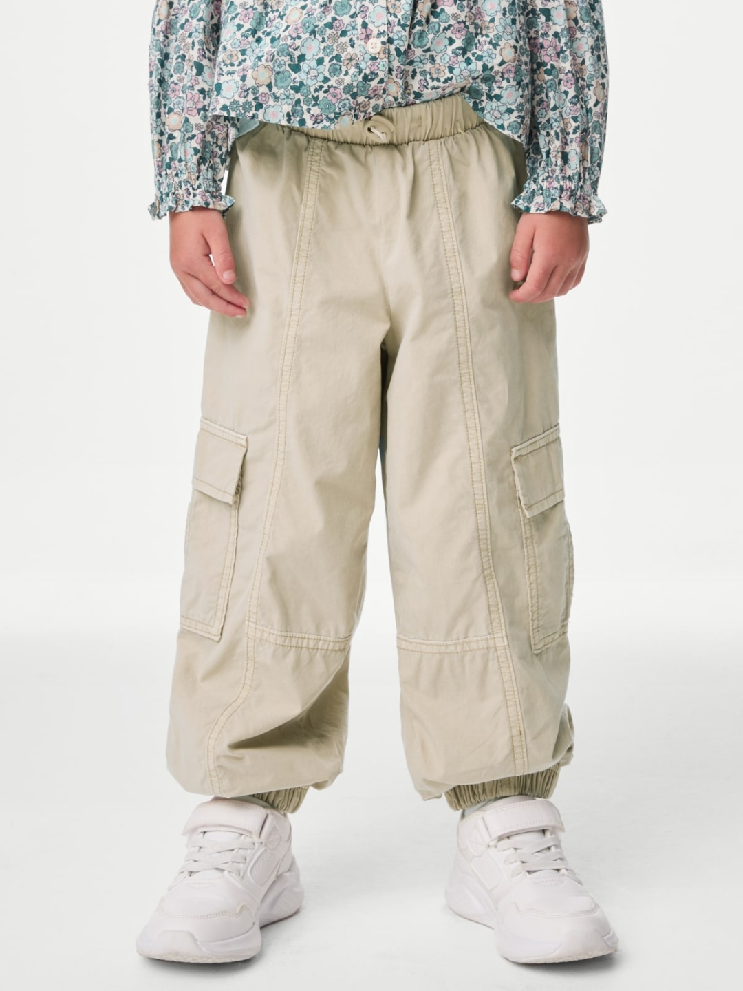 

Marks & Spencer Girls High-Rise Cargos Trousers, Beige