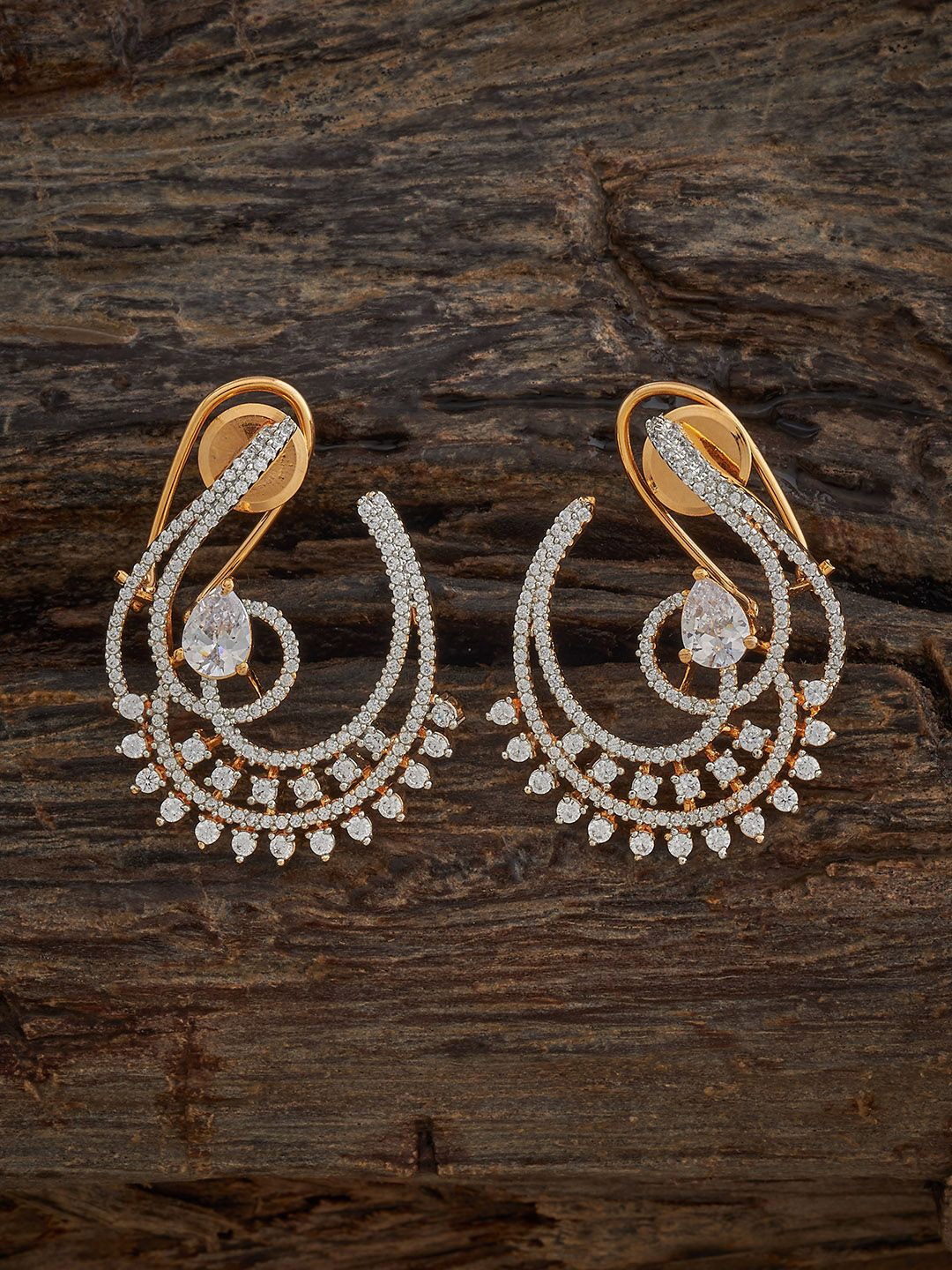 

Kushal's Fashion Jewellery White Gold Plating Geometric Zircon Studs