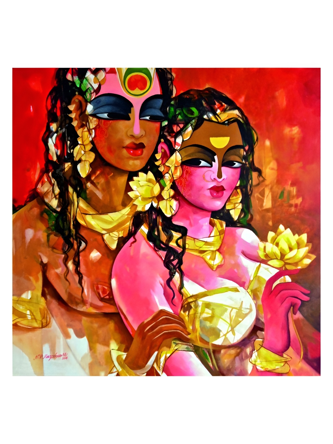 

Inephos Maroon & Pink Shiva And Parvati Religious Canvas Wall Art