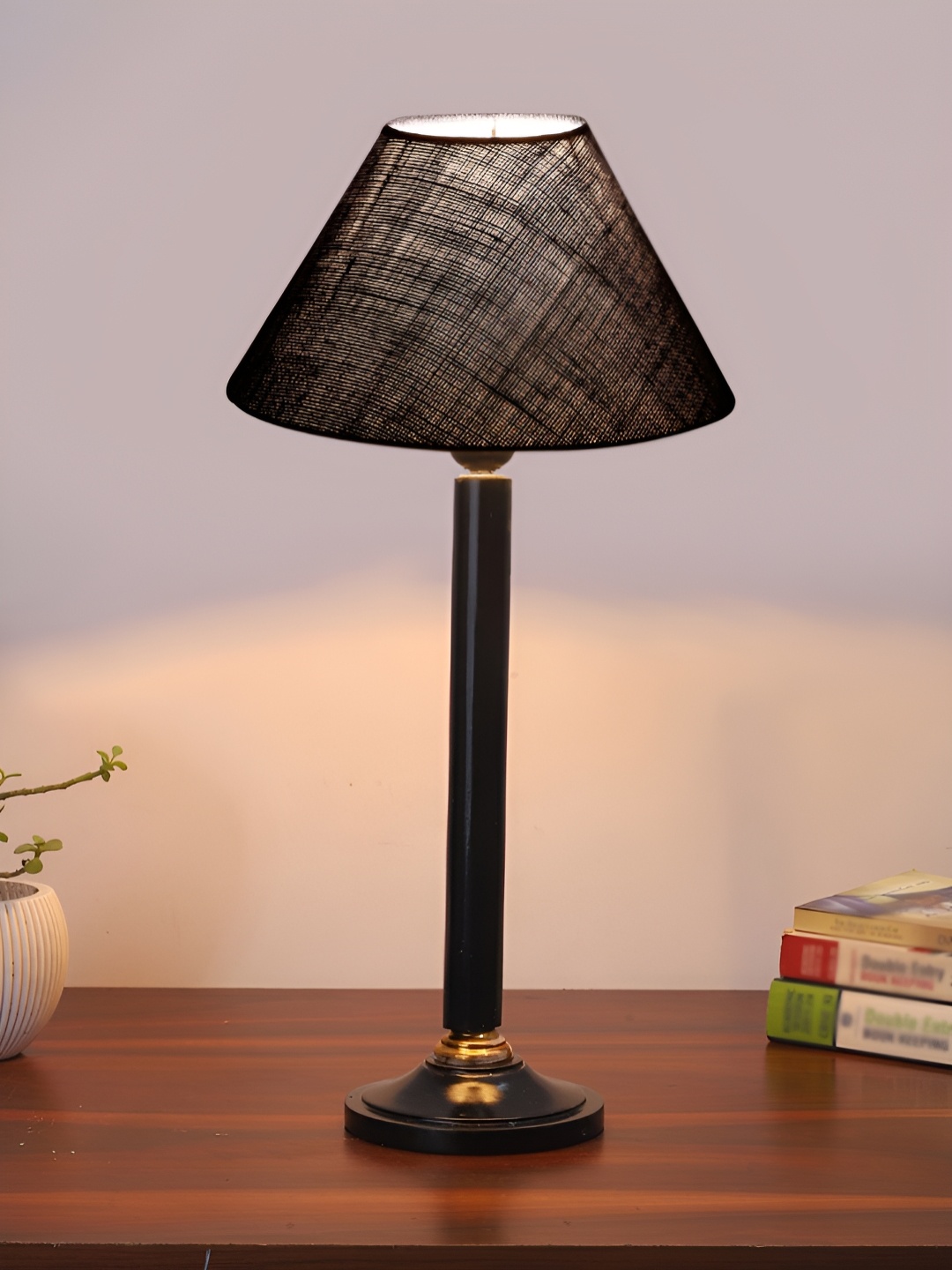 

Devansh Blue Wooden Frustum Shaped Table Lamp