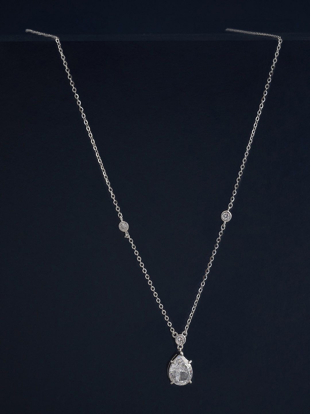 

Kushal's Fashion Jewellery 92.5 Silver Rhodium Plated CZ Studded Chain