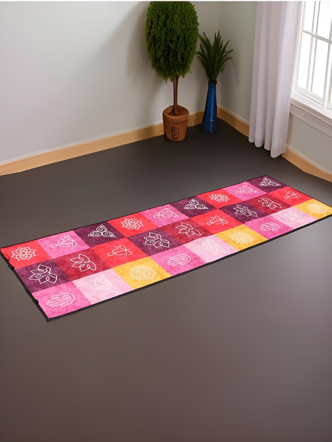 

BELLA TRUE Pink & Yellow Harmony Printed Yoga Mat With Carry Strap