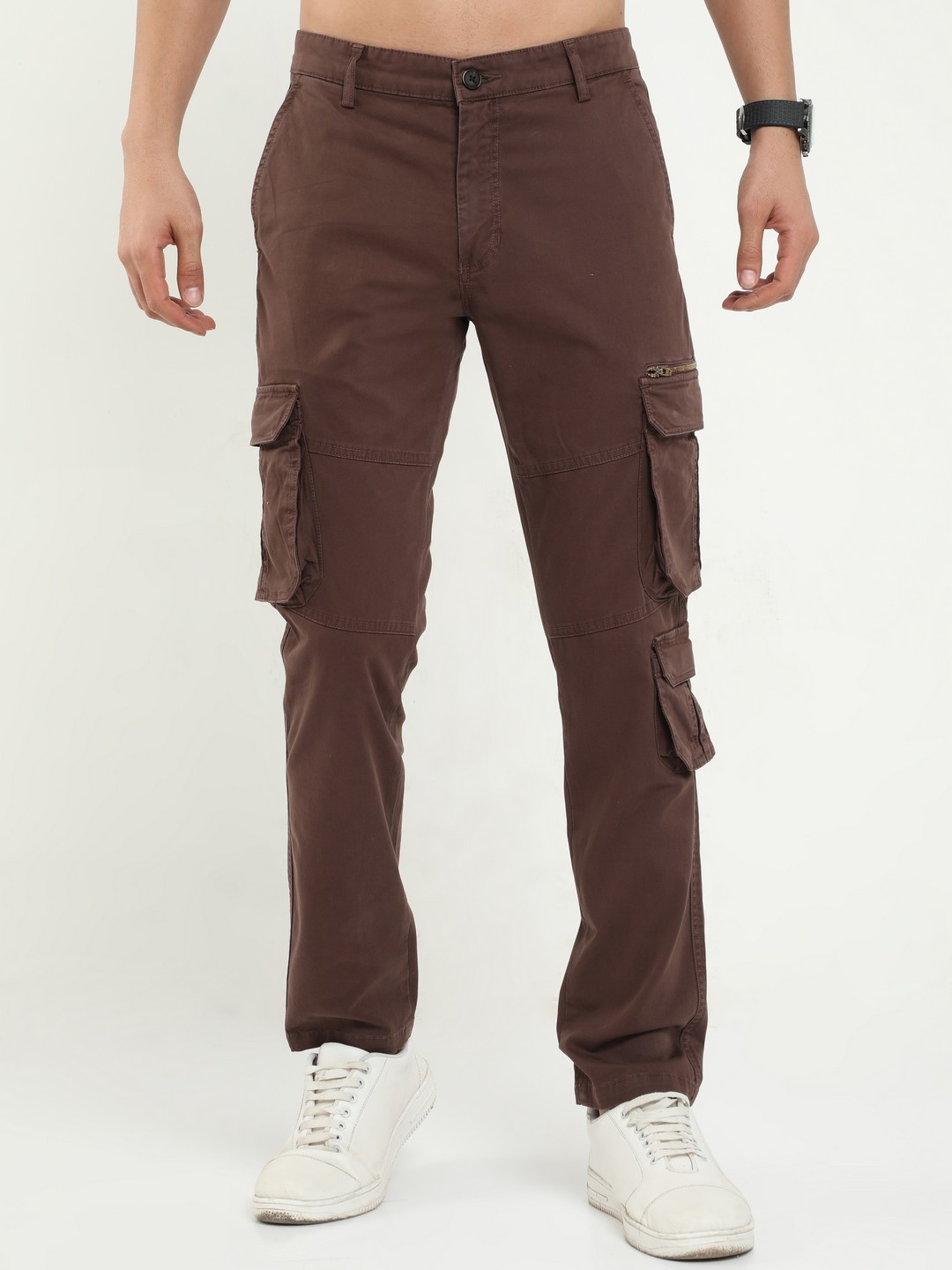 

NEVER NEUD Men Relaxed Vintage Utility Cargos Joggers, Brown