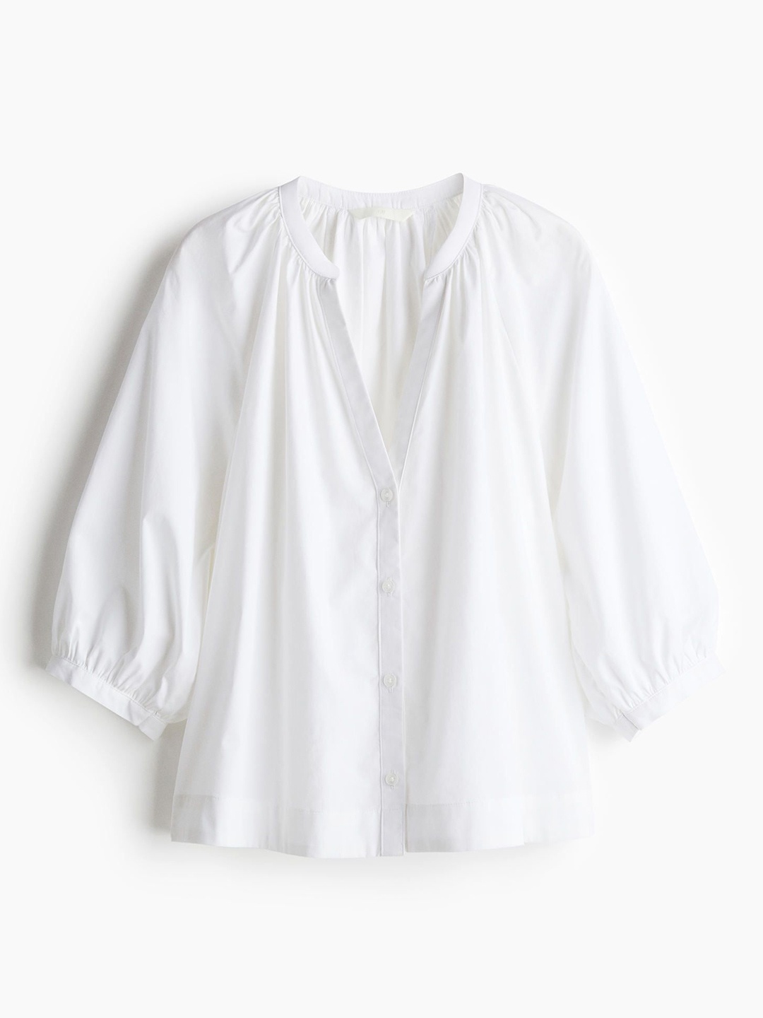 

H&M Women Balloon-Sleeved Poplin Blouse, White