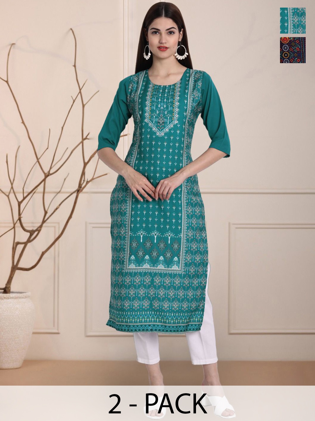 

Moda Rapido Women Ethnic Motifs Printed Floral Crepe Kurta, Multi
