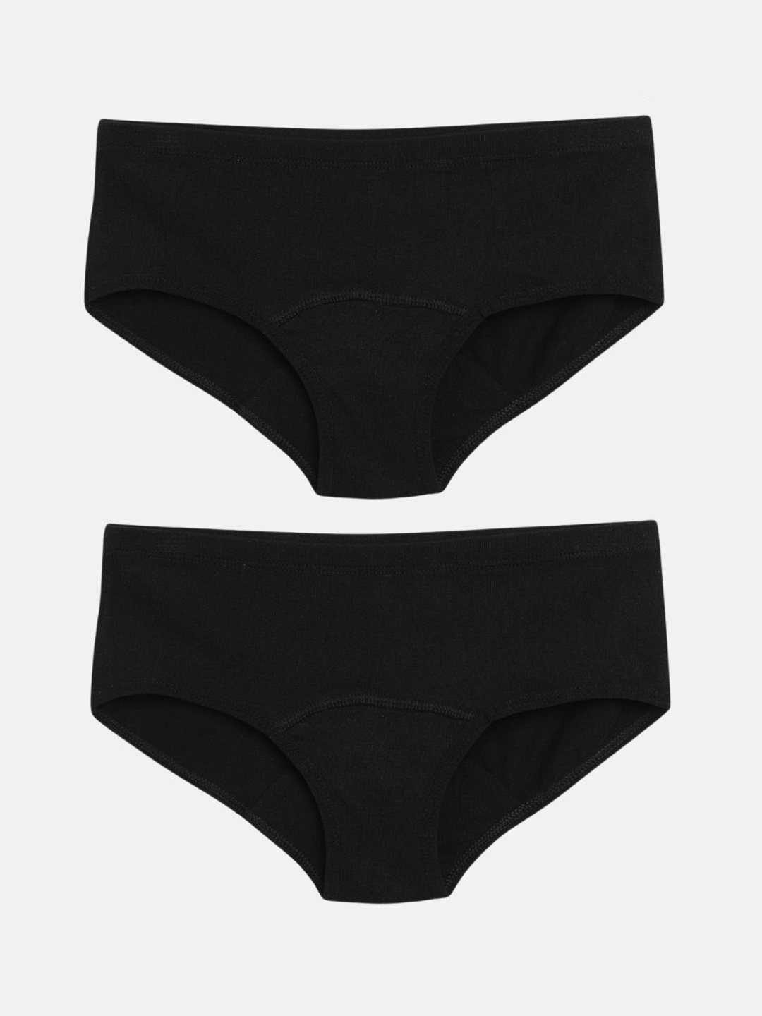

mackly Girls Pack Of 2 Mid Rise Period Leak Proof Briefs GPPP-01-P2, Black