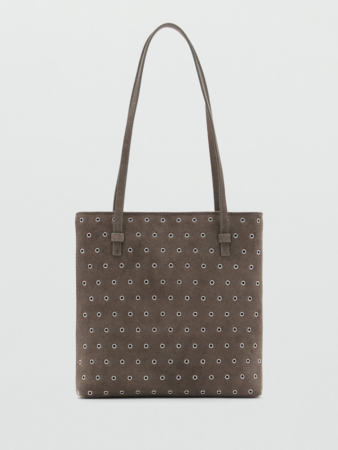 

MANGO Die-Cut Design Leather Structured Shoulder Bag, Brown
