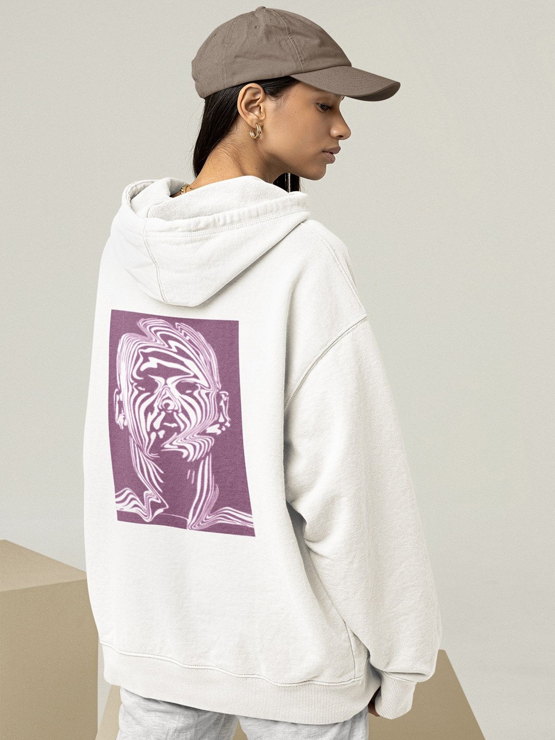 

TheBTclub Women Lost In Reality Printed Hooded Sweatshirt, White